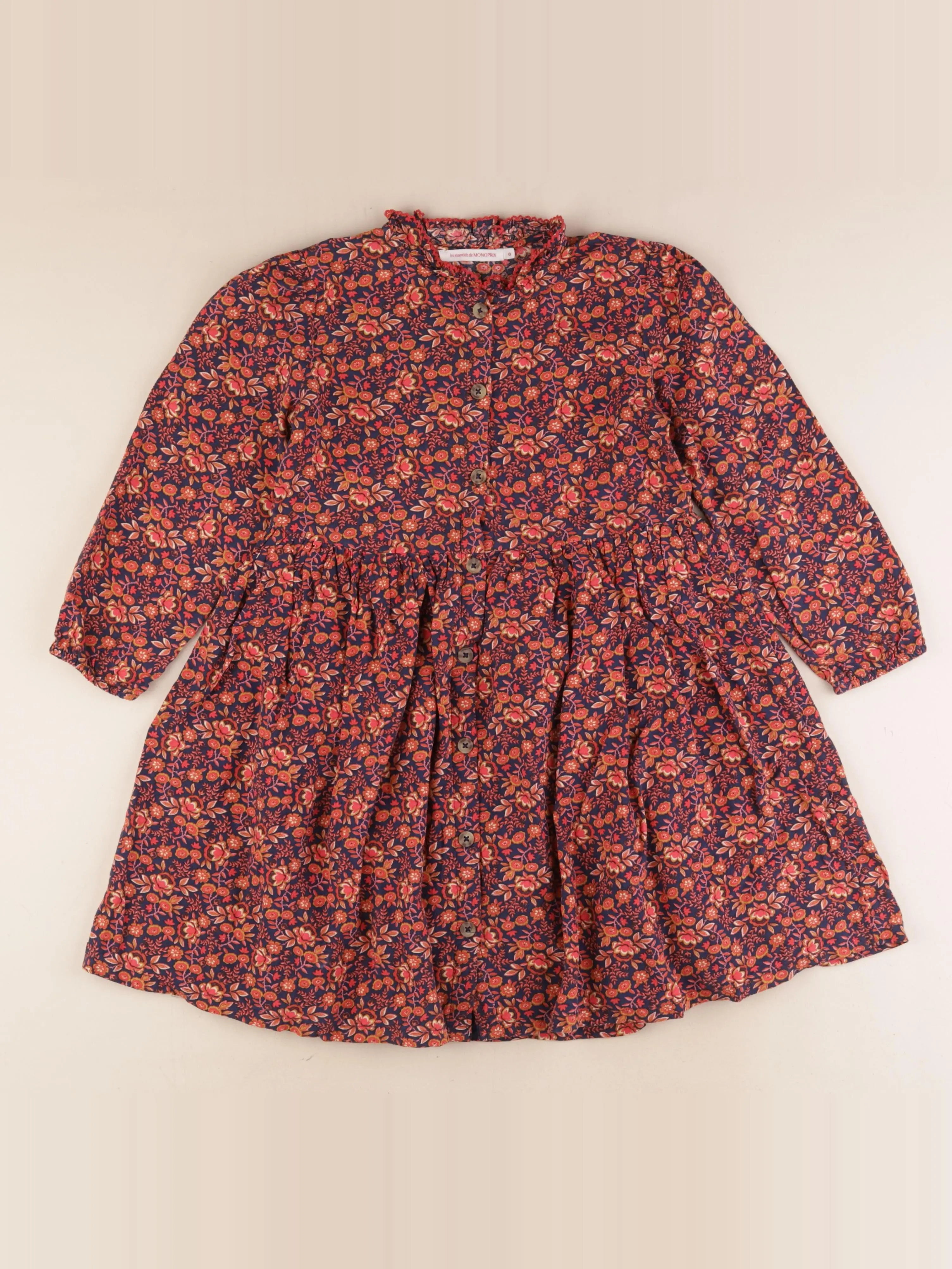 Monoprix - robe bleu, orange - 8 ans