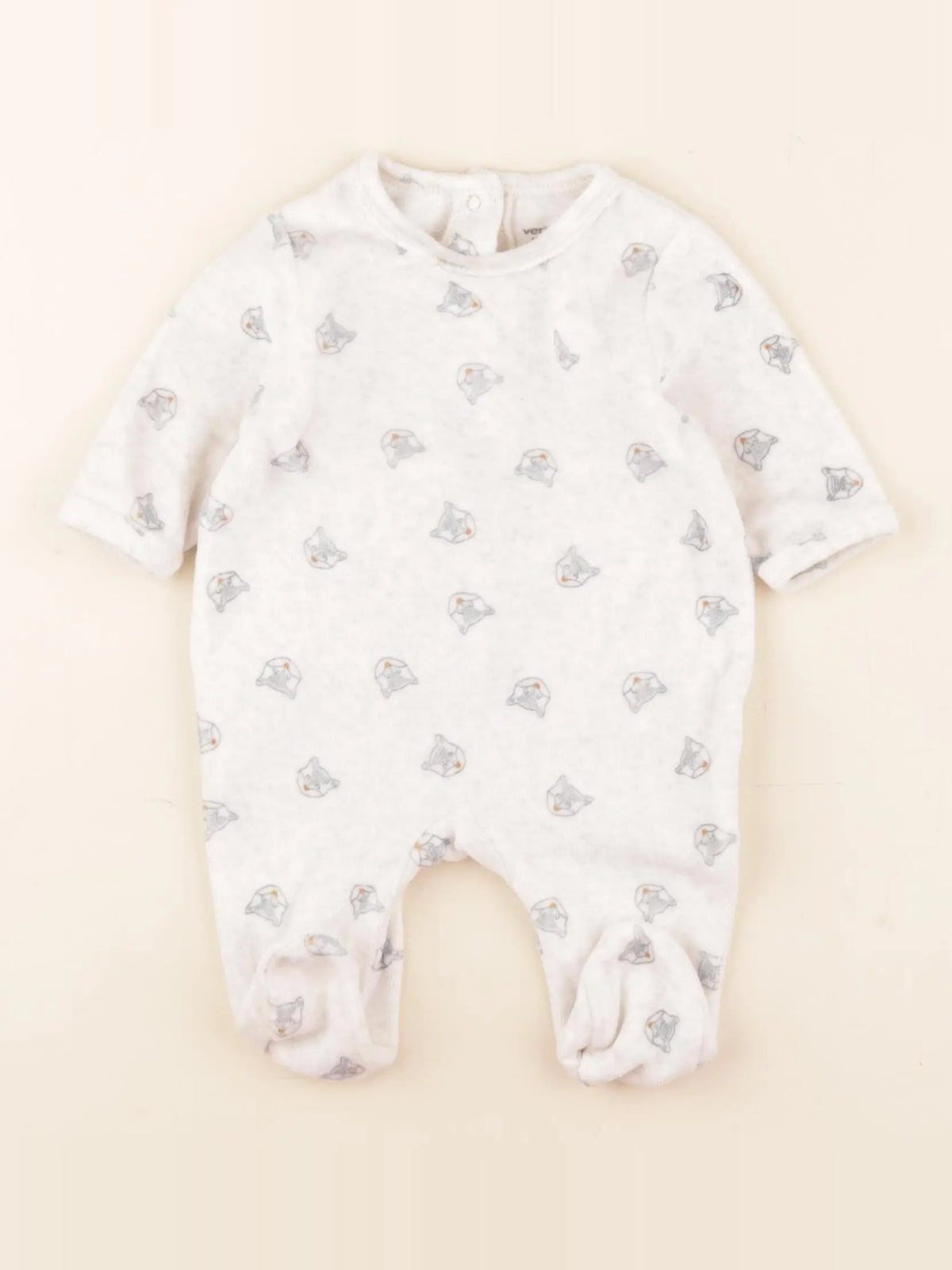 Vertbaudet - pyjama velours beige - 1 mois