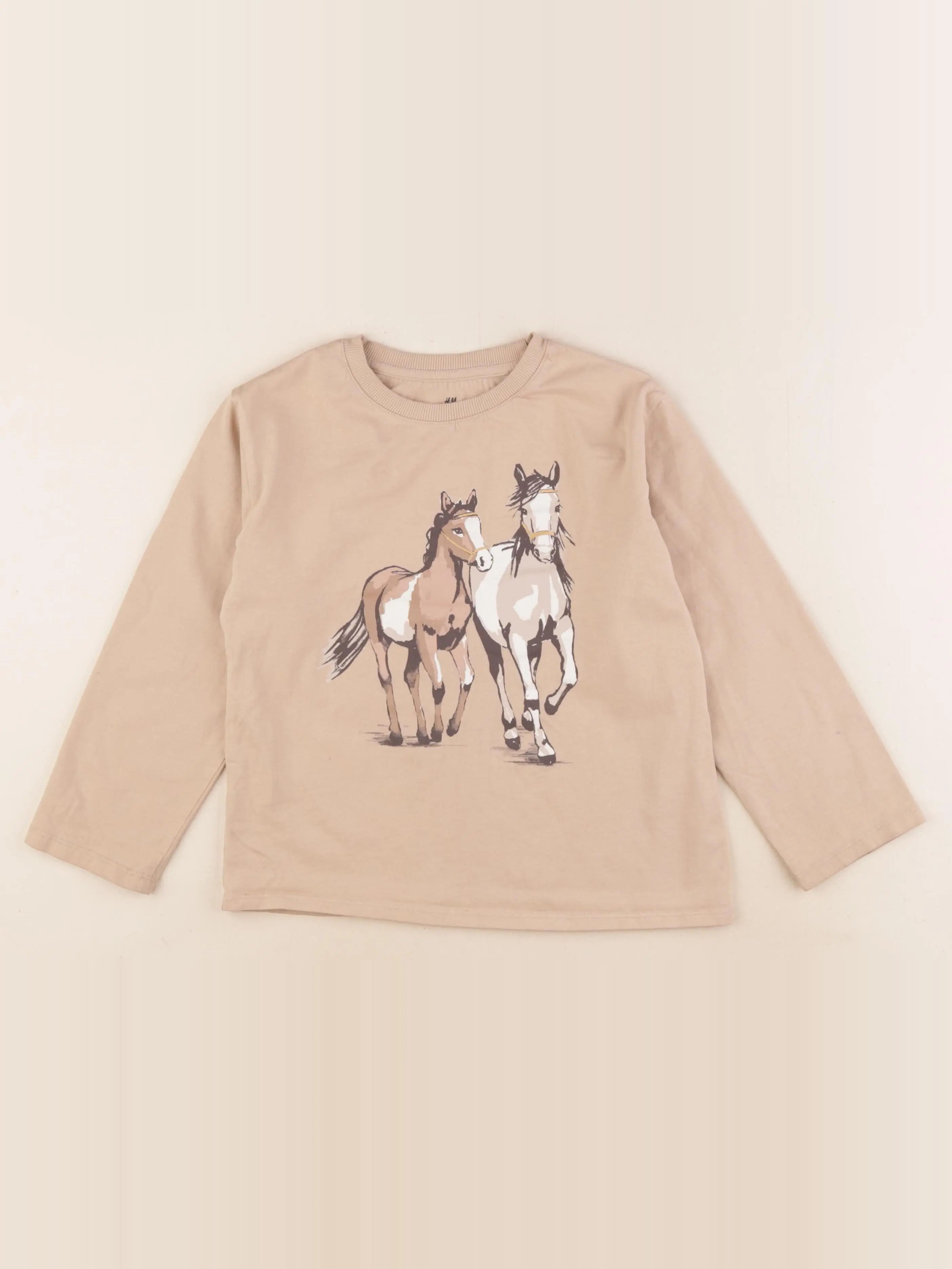 H&M - tee-shirt marron - 6/8 ans