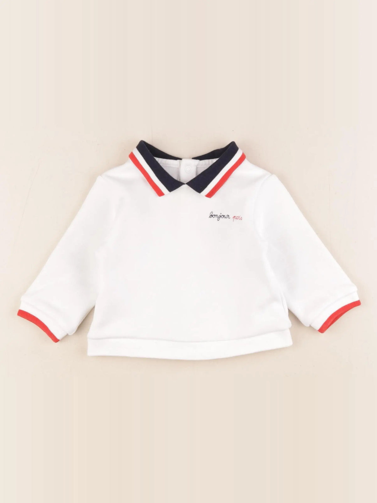 Jacadi - sweat blanc - 6 mois