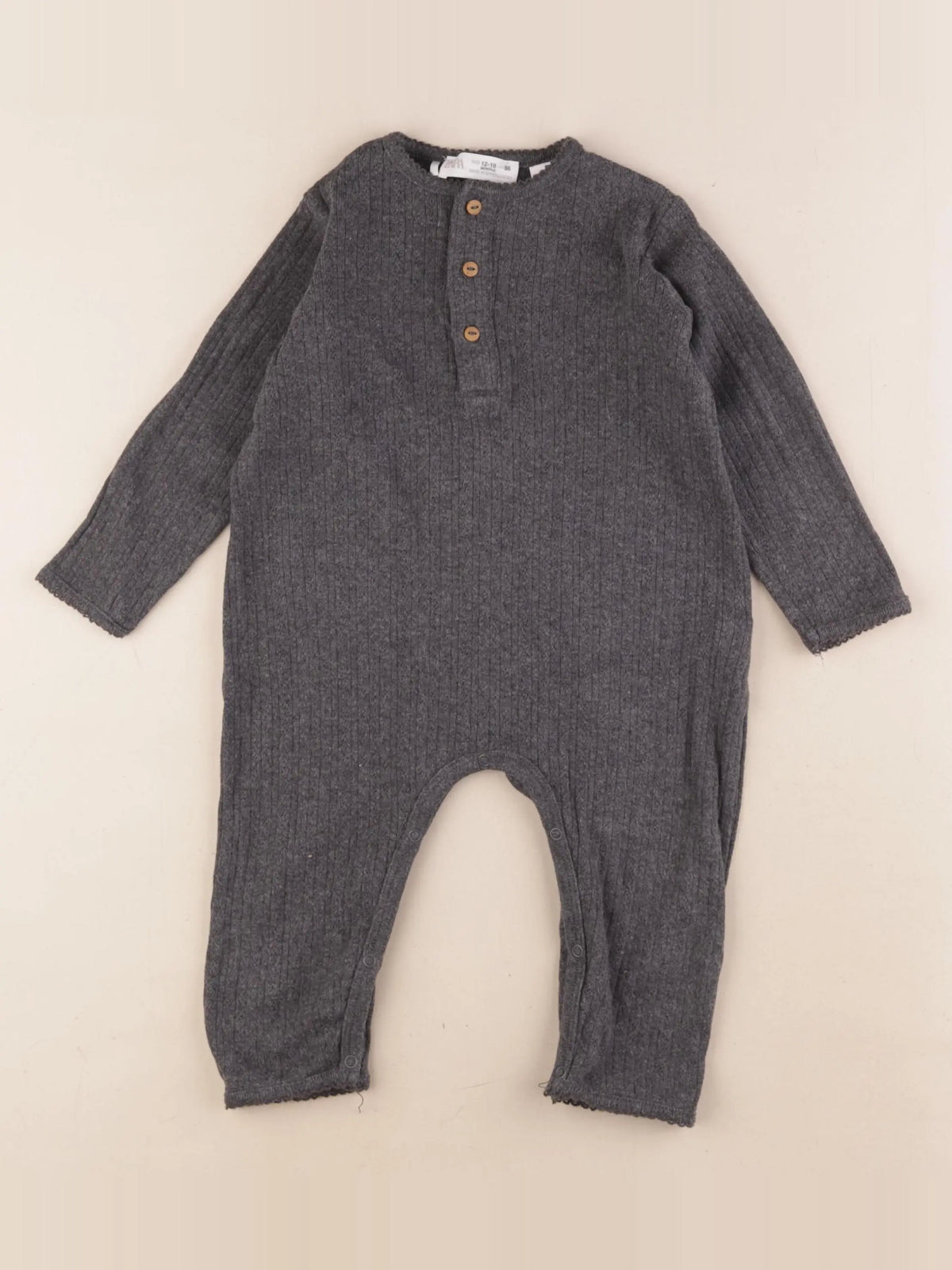 Zara - pyjama coton gris - 12/18 mois