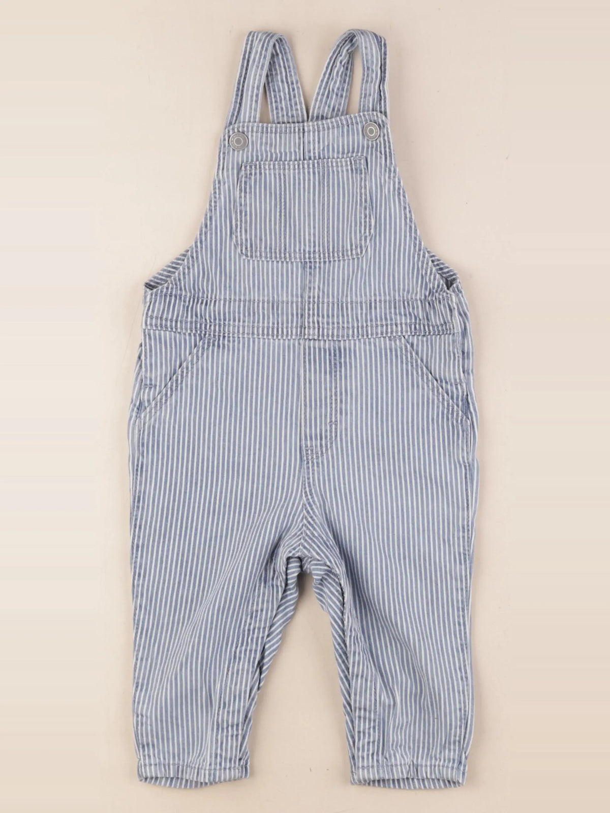 H&M - salopette bleu, blanc - 9/12 mois
