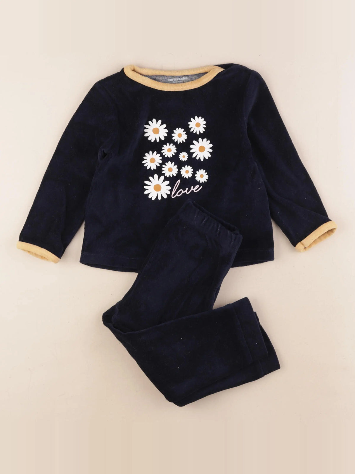 Vertbaudet - pyjama velours bleu - 3 ans