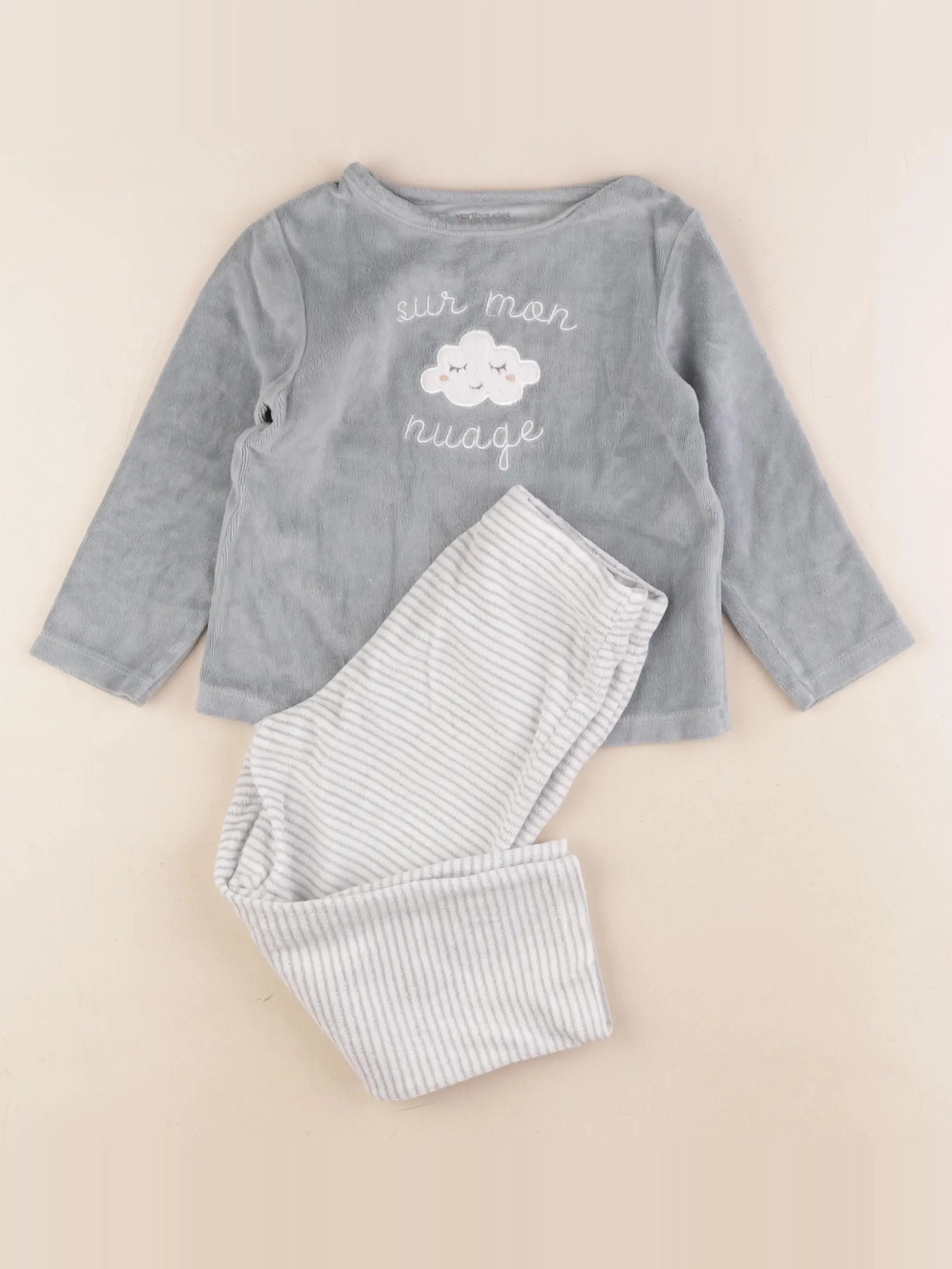 Vertbaudet - pyjama velours vert - 3 ans