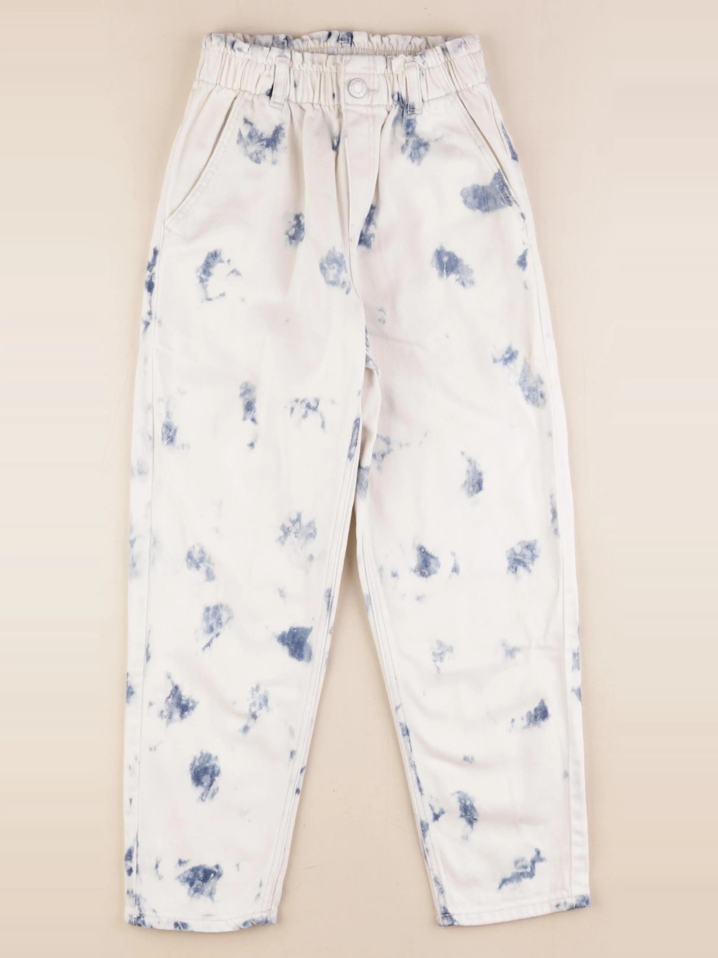 H&M - jean bleu, beige - 7/8 ans