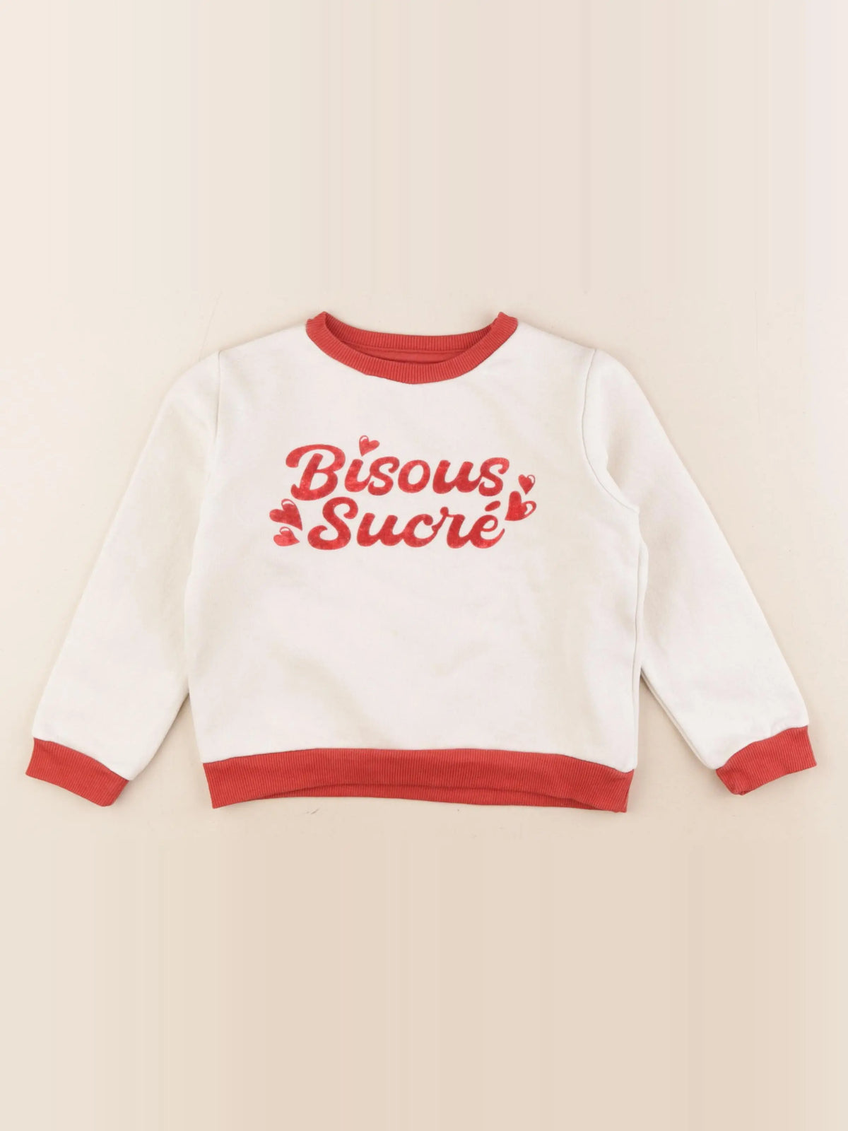 Little Cigogne - sweat rouge, blanc - 4 ans