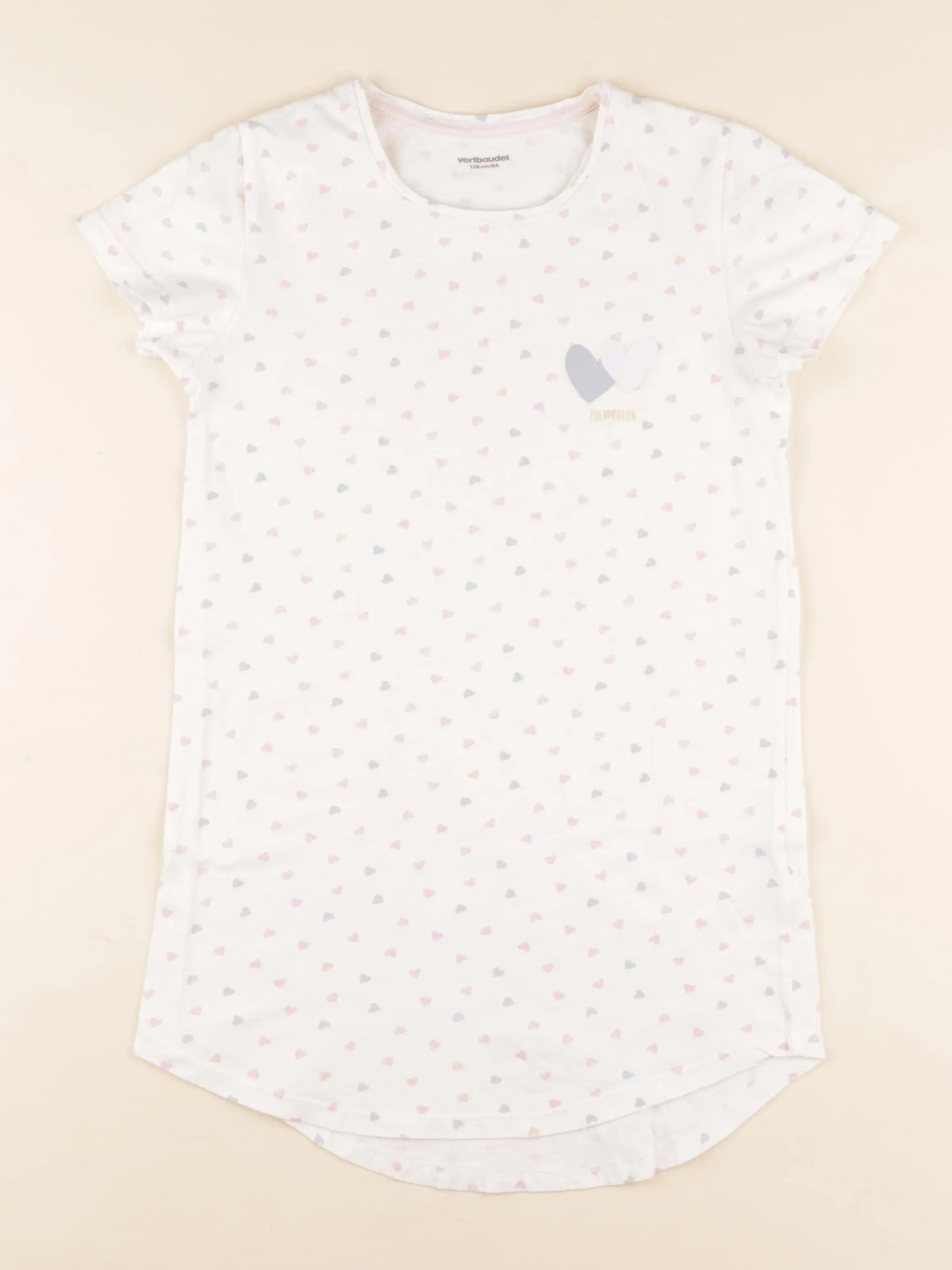 Vertbaudet - chemise de nuit coton blanc - 8 ans