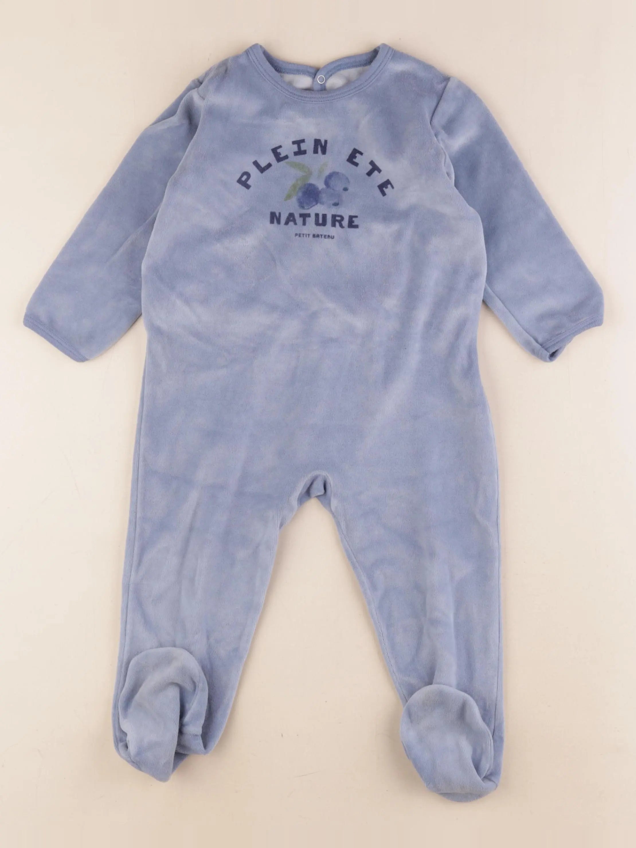 Petit Bateau - pyjama velours bleu - 2 ans