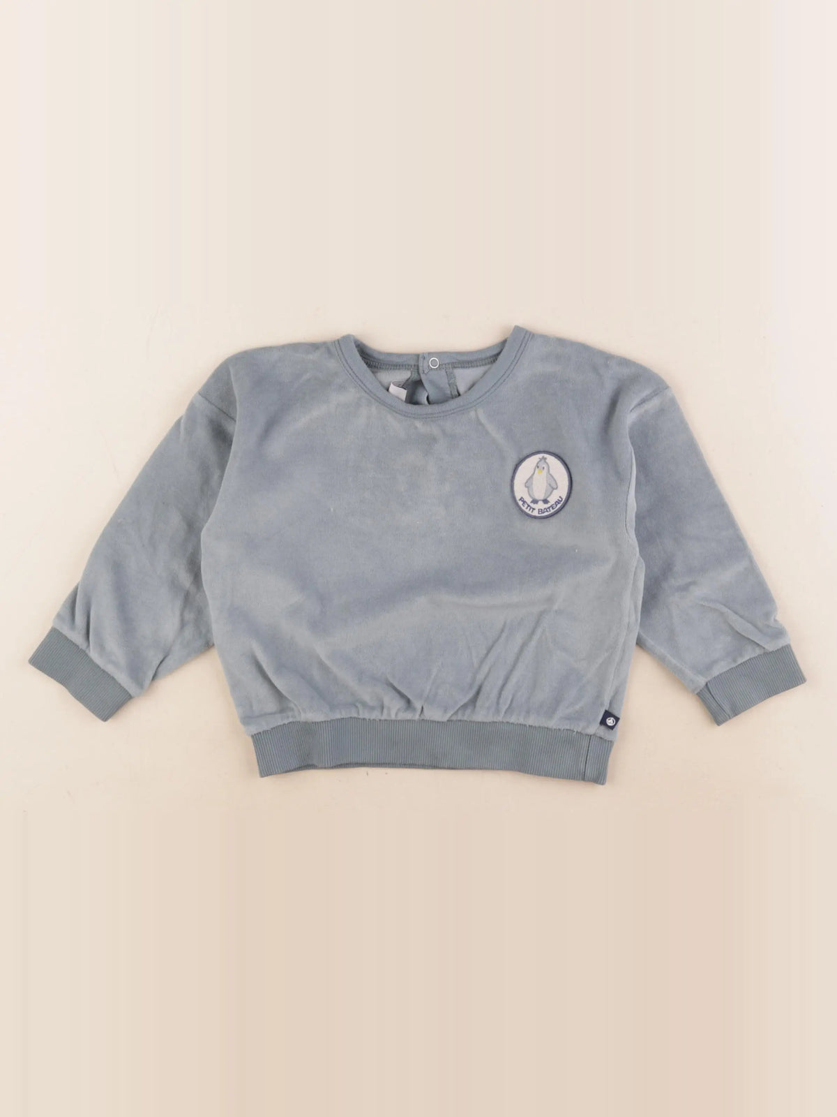 Petit Bateau - sweat velours bleu - 2 ans