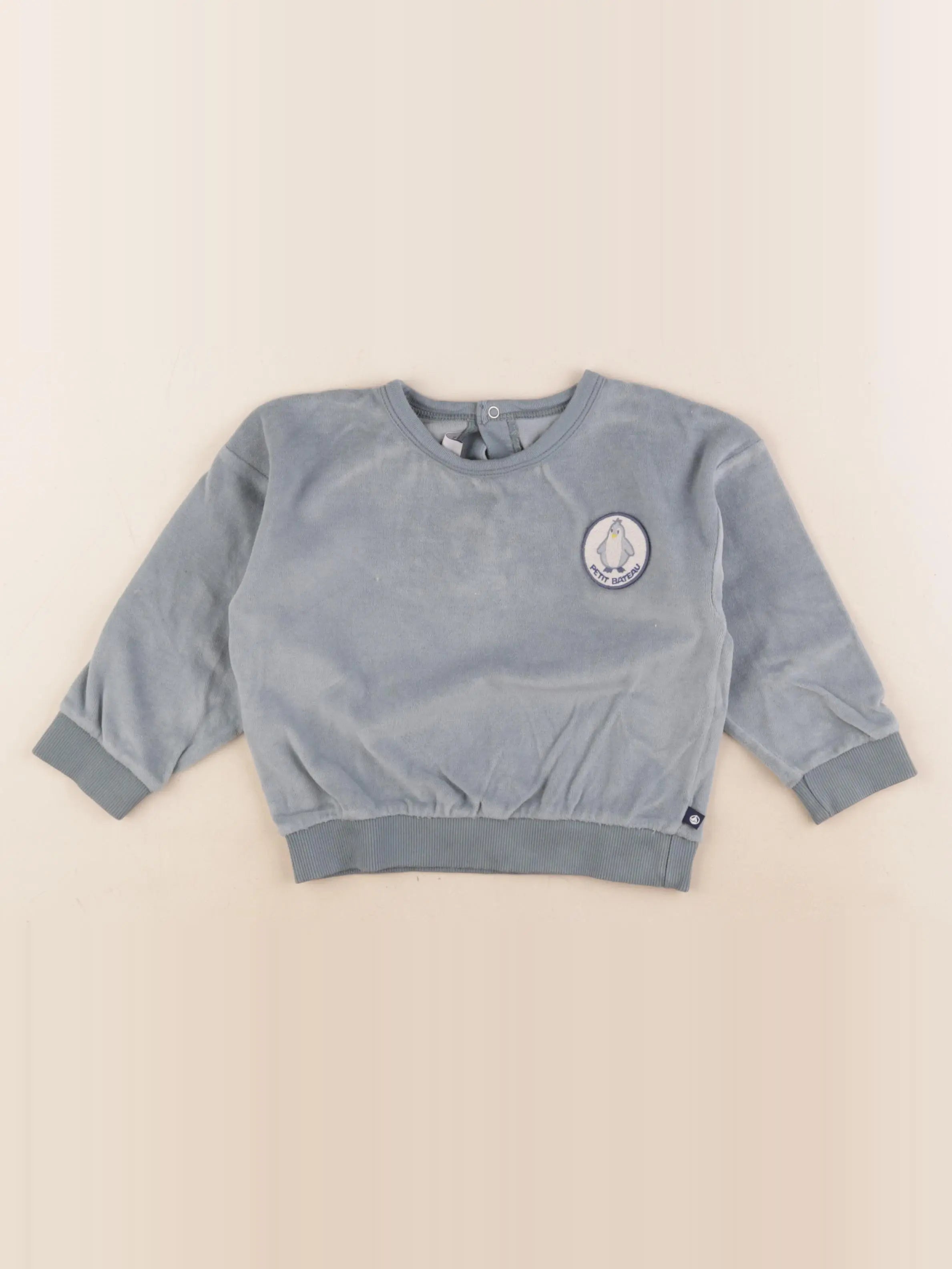Petit Bateau - sweat velours bleu - 2 ans