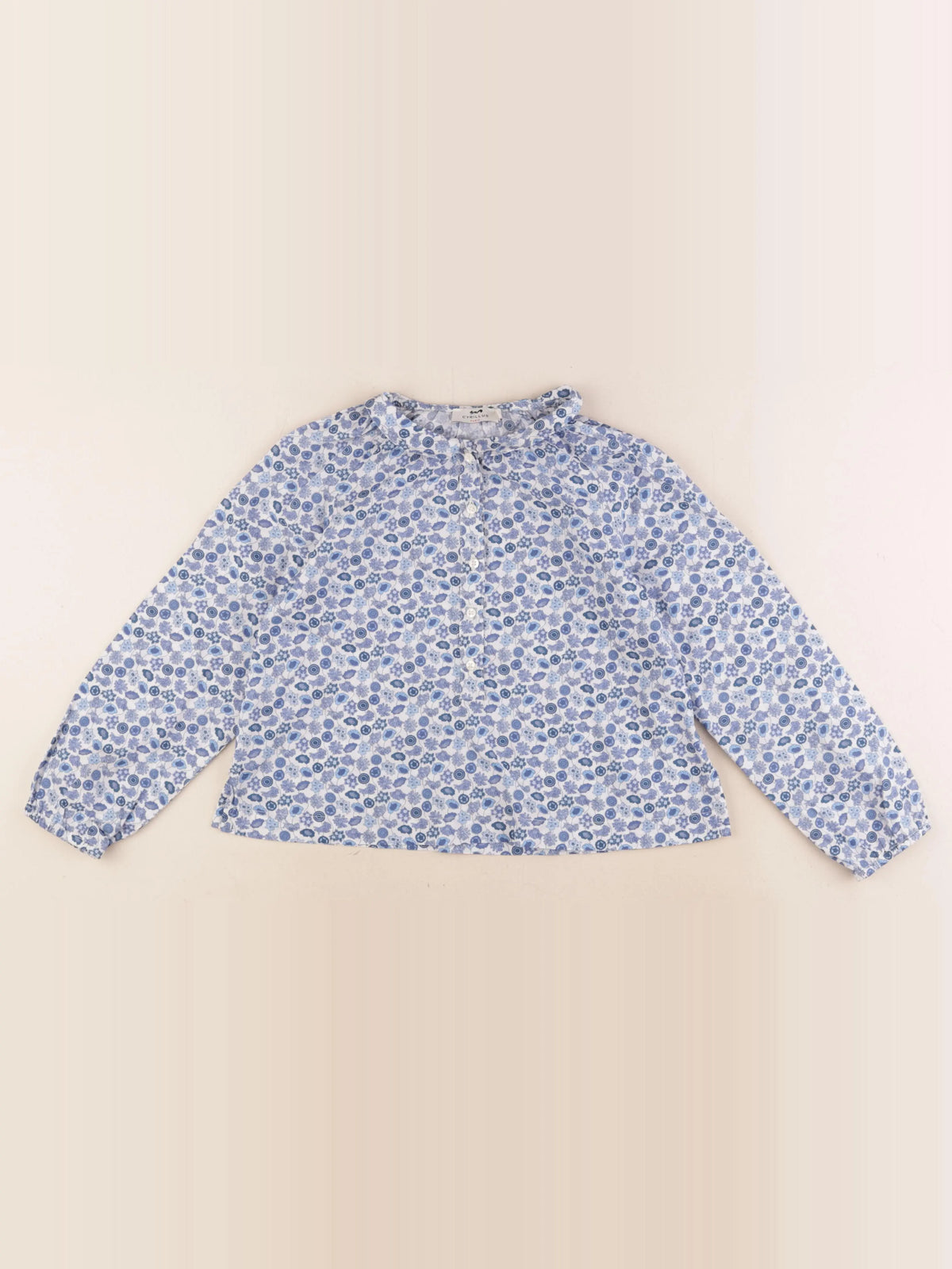 Cyrillus - blouse blanc, bleu - 8 ans
