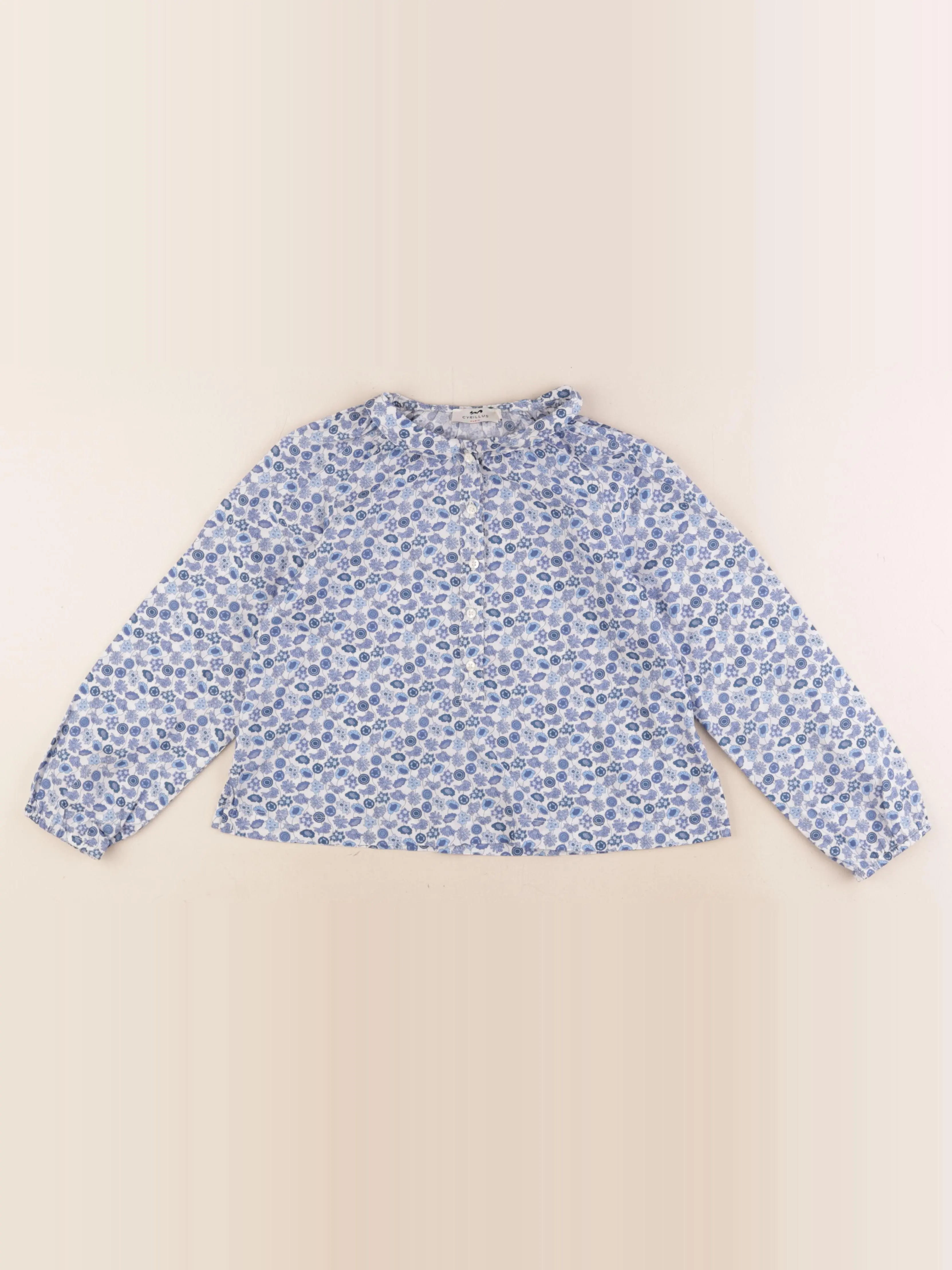 Cyrillus - blouse blanc, bleu - 8 ans