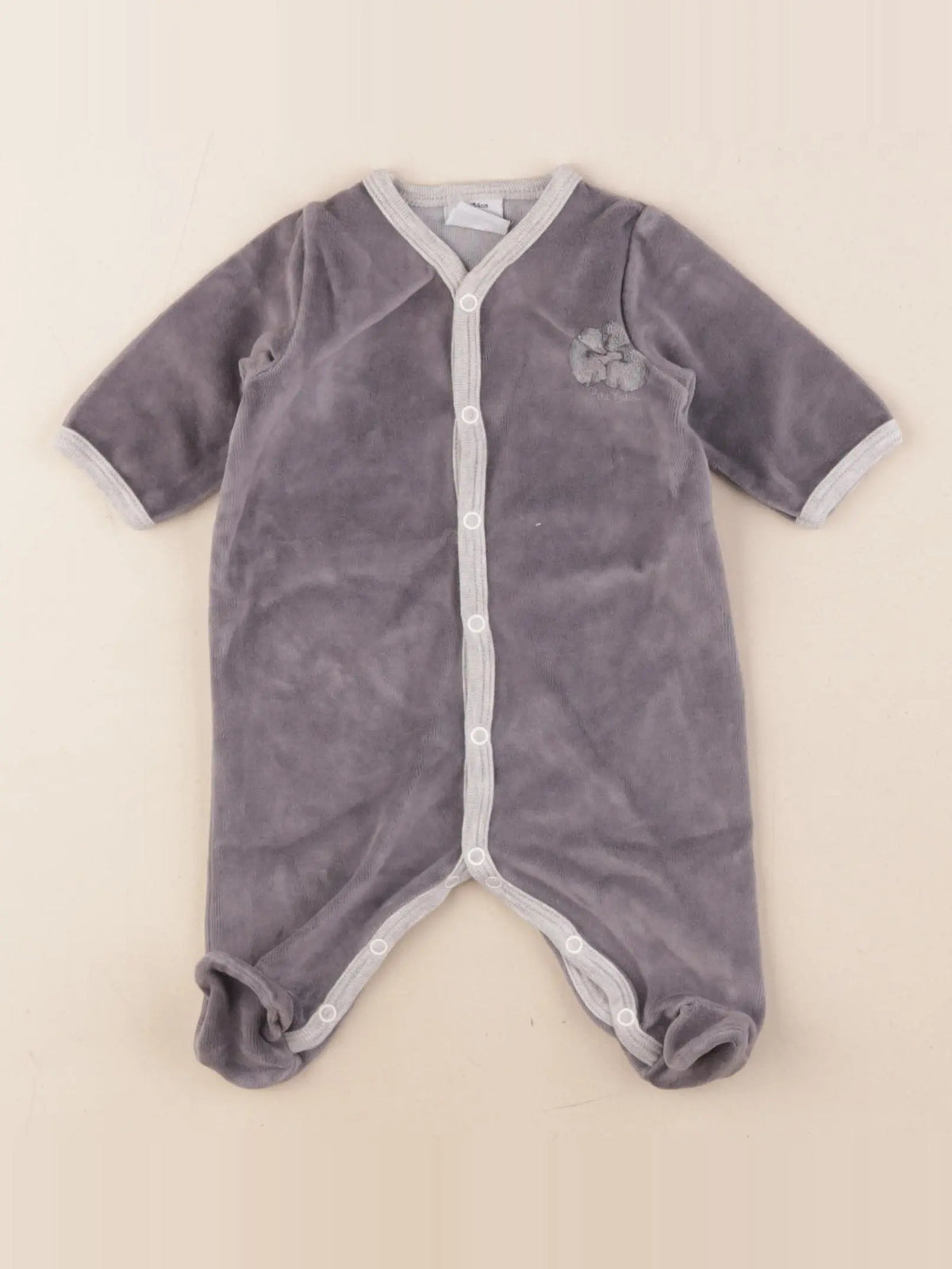 Petit Bateau - pyjama velours gris - 1 mois