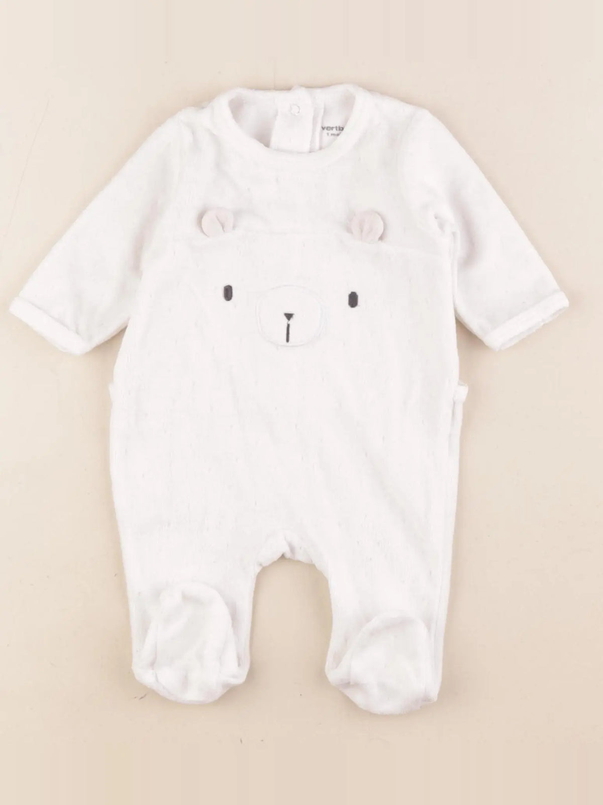 Vertbaudet - pyjama velours blanc - 1 mois