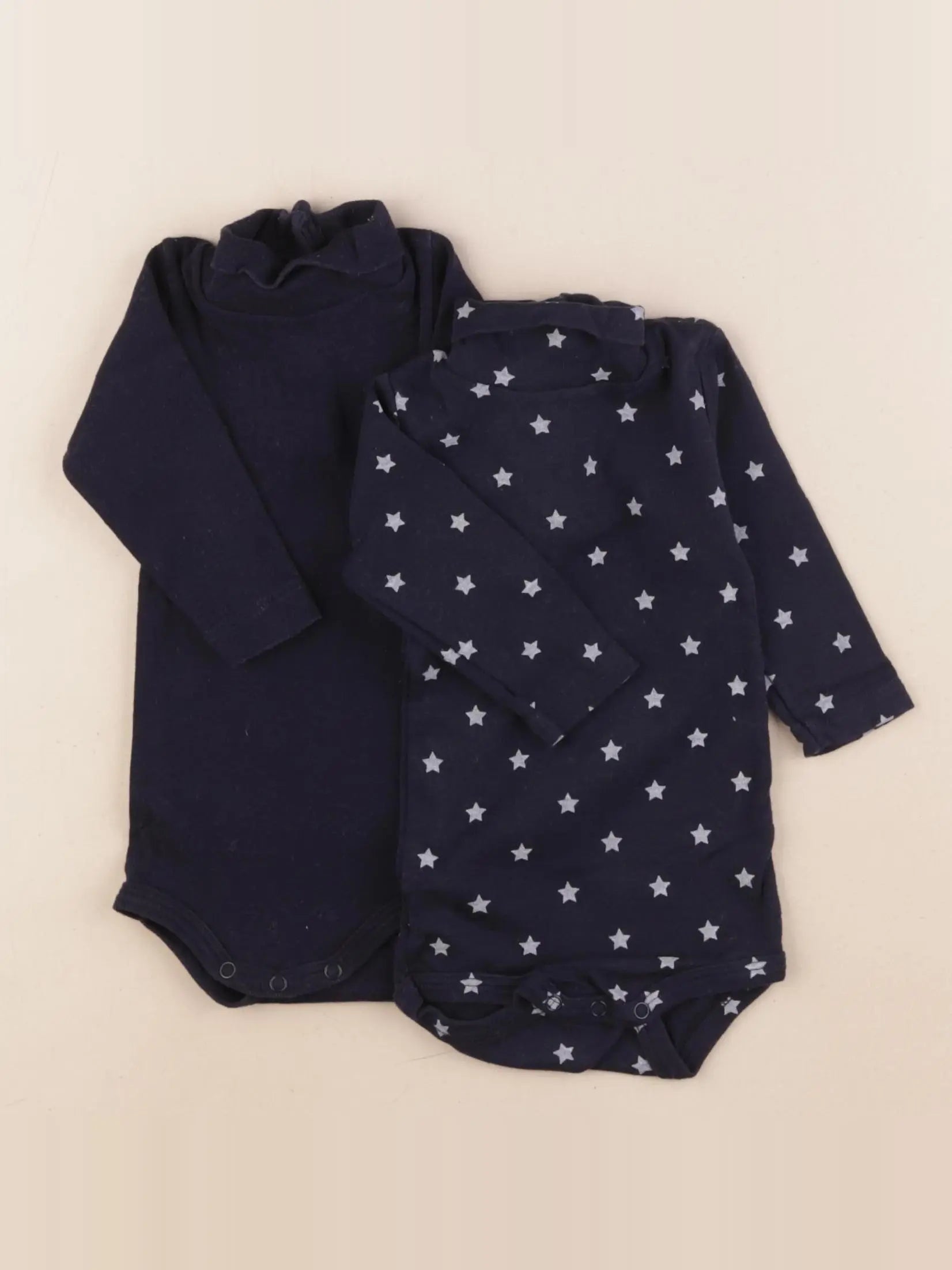 Petit Bateau - lot de 2 bodies en coton bleu - 3 mois