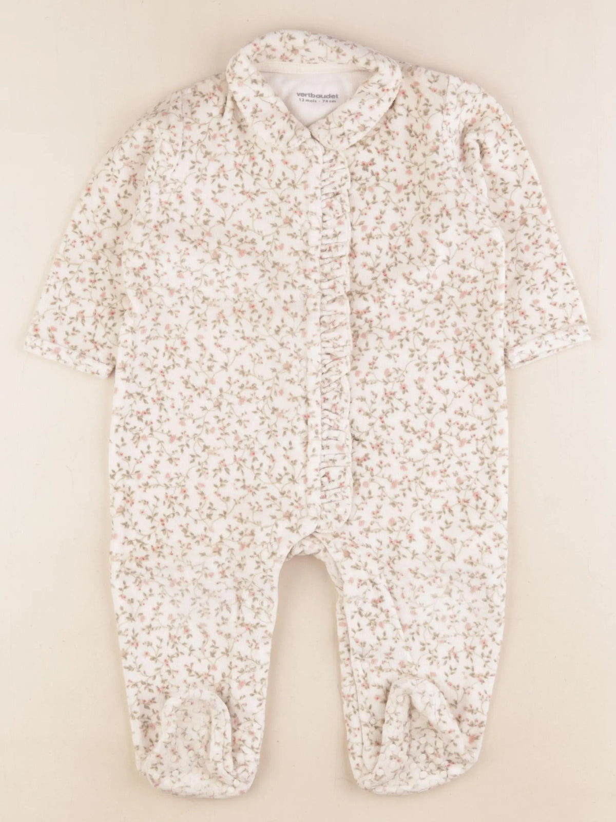 Vertbaudet - pyjama velours beige - 12 mois
