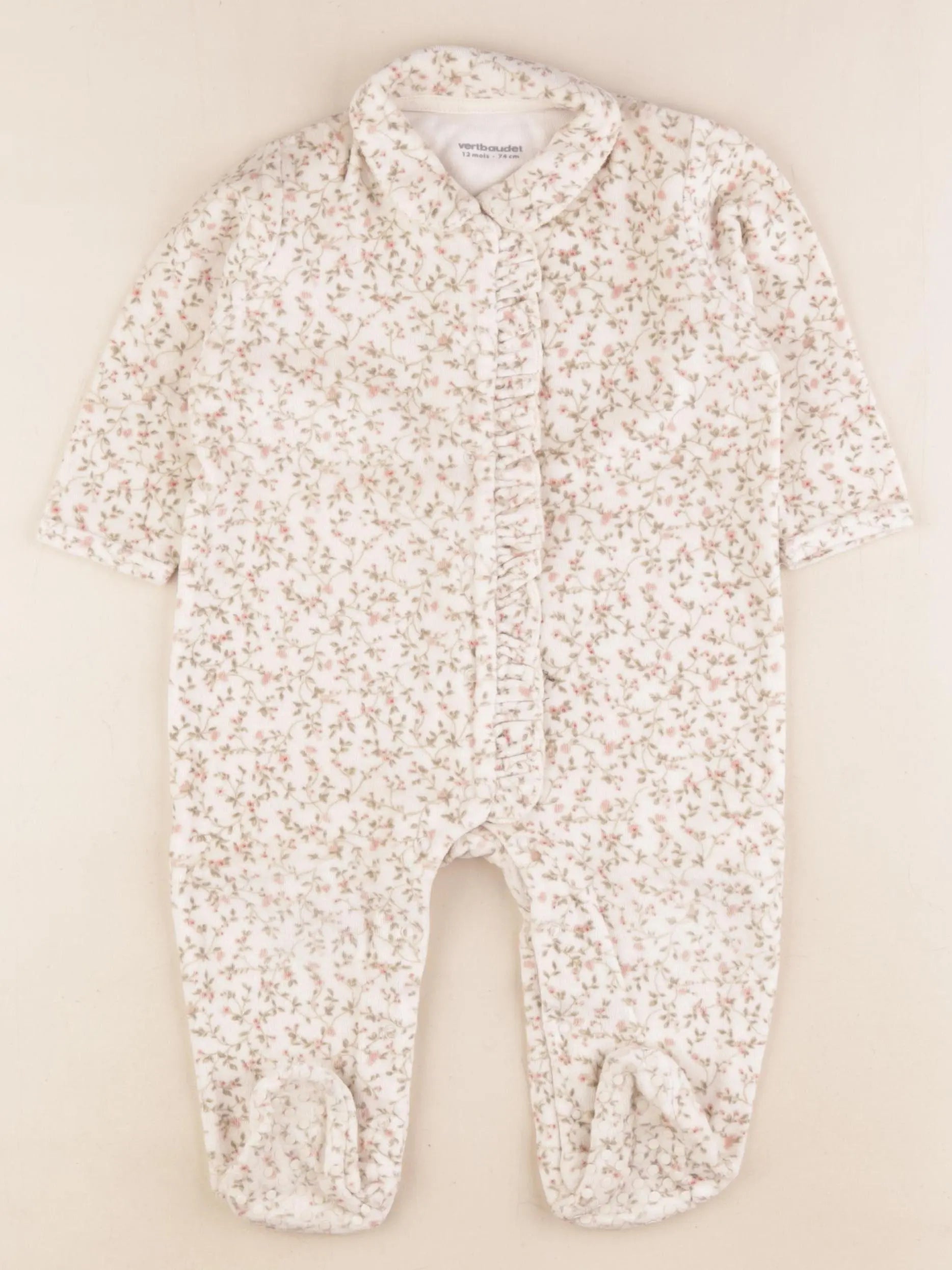 Vertbaudet - pyjama velours beige - 12 mois