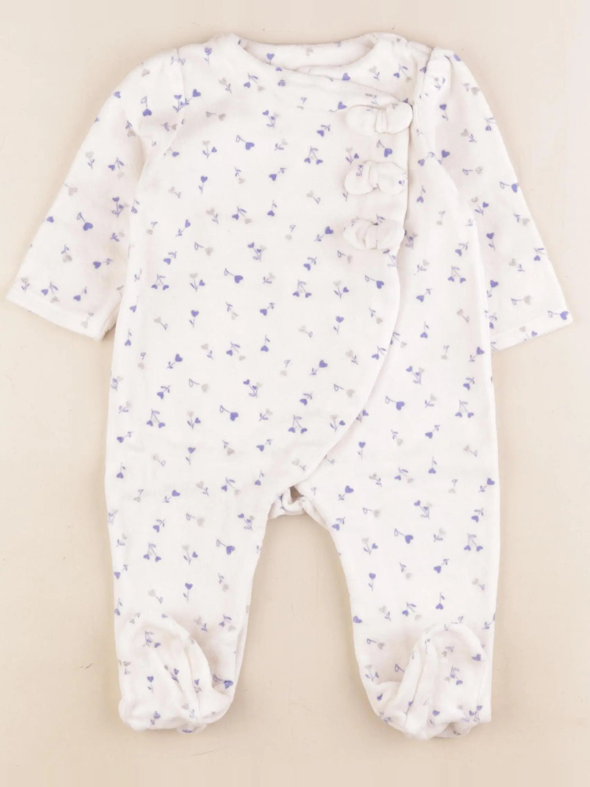 Tape à l'oeil - pyjama velours bleu, blanc - 6 mois