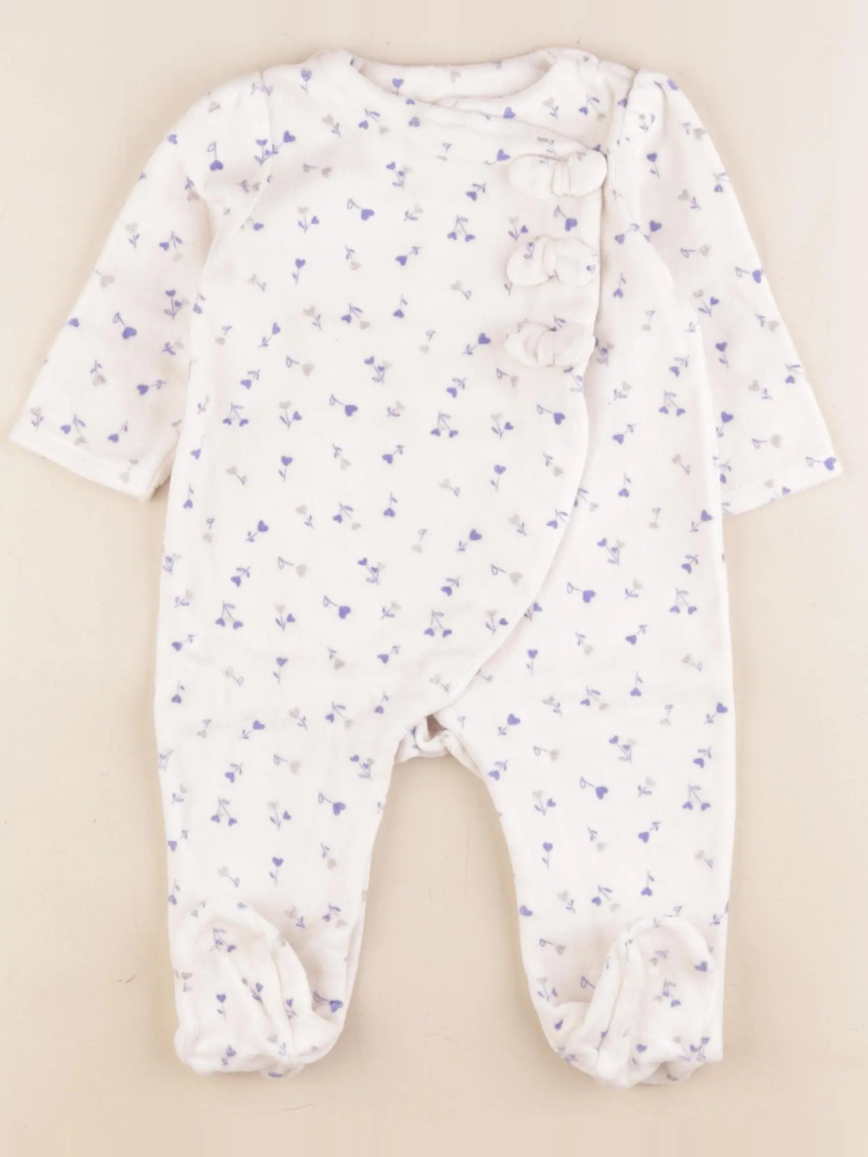 Tape à l'oeil - pyjama velours bleu, blanc - 6 mois