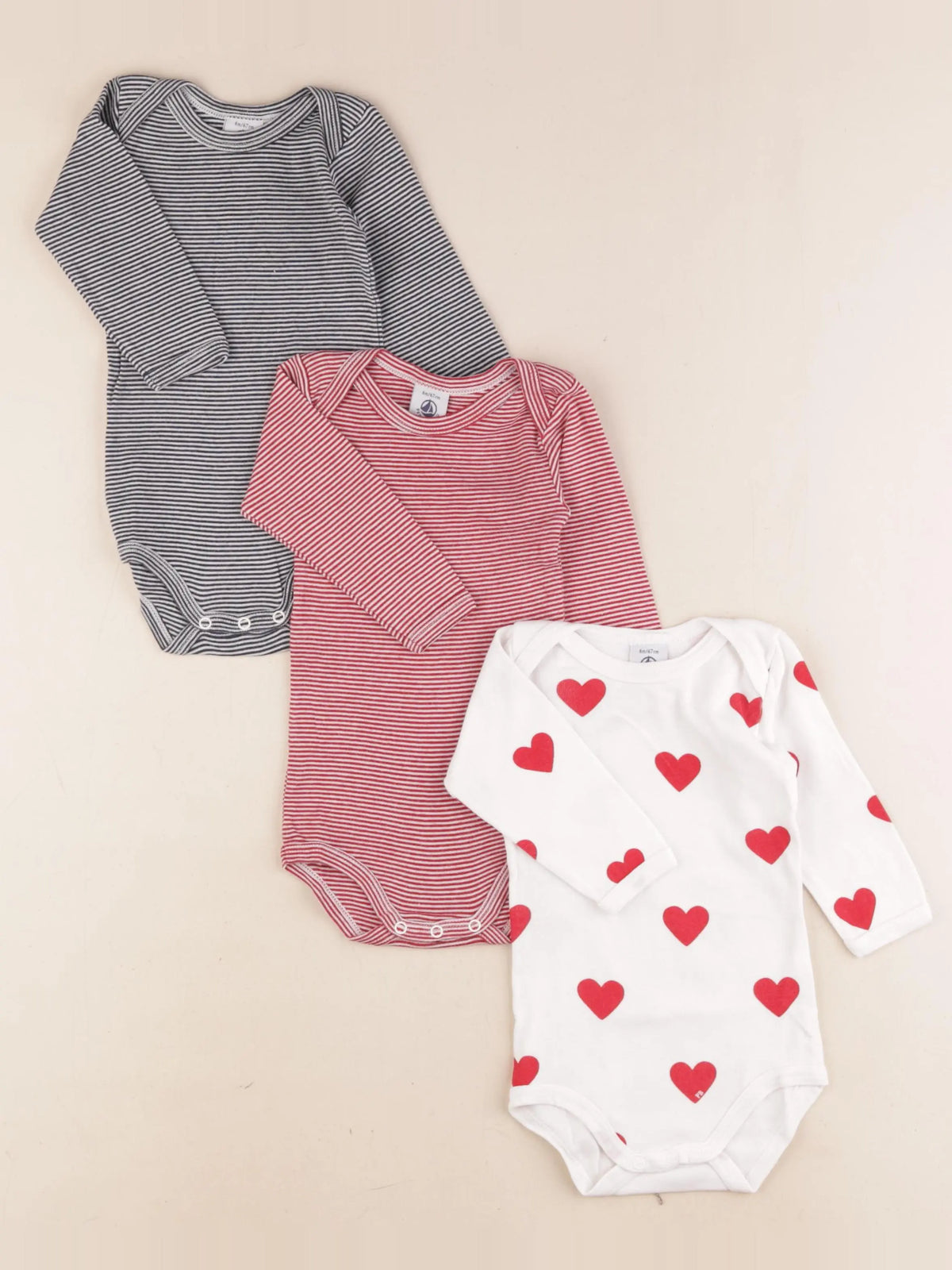 Petit Bateau - lot de 3 bodies en coton multicolore - 6 mois