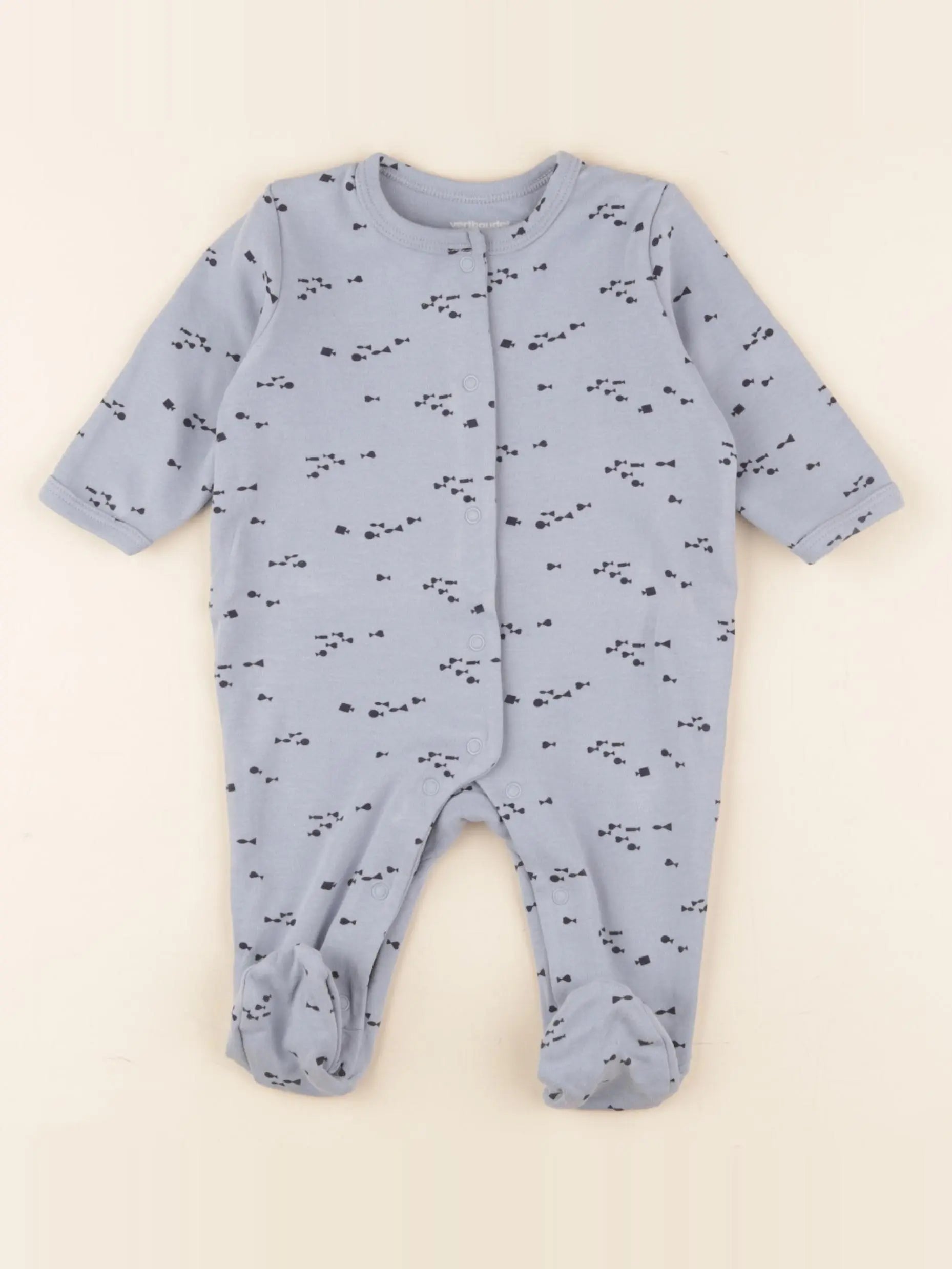 Vertbaudet - pyjama coton bleu - 3 mois