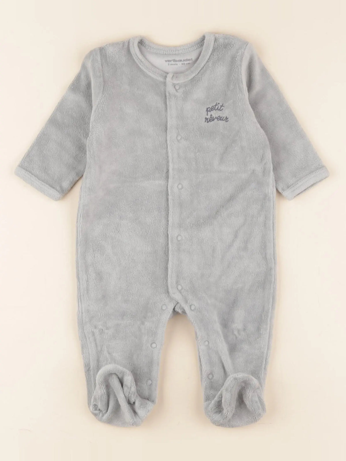 Vertbaudet - pyjama velours vert - 3 mois
