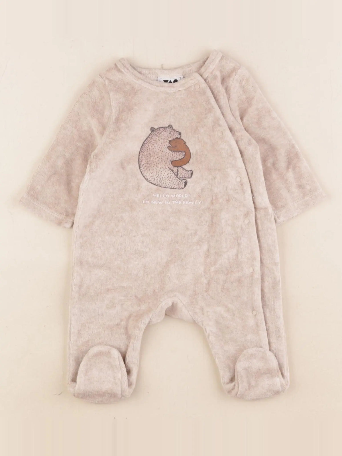 Tape à l'oeil - pyjama velours marron - 1 mois