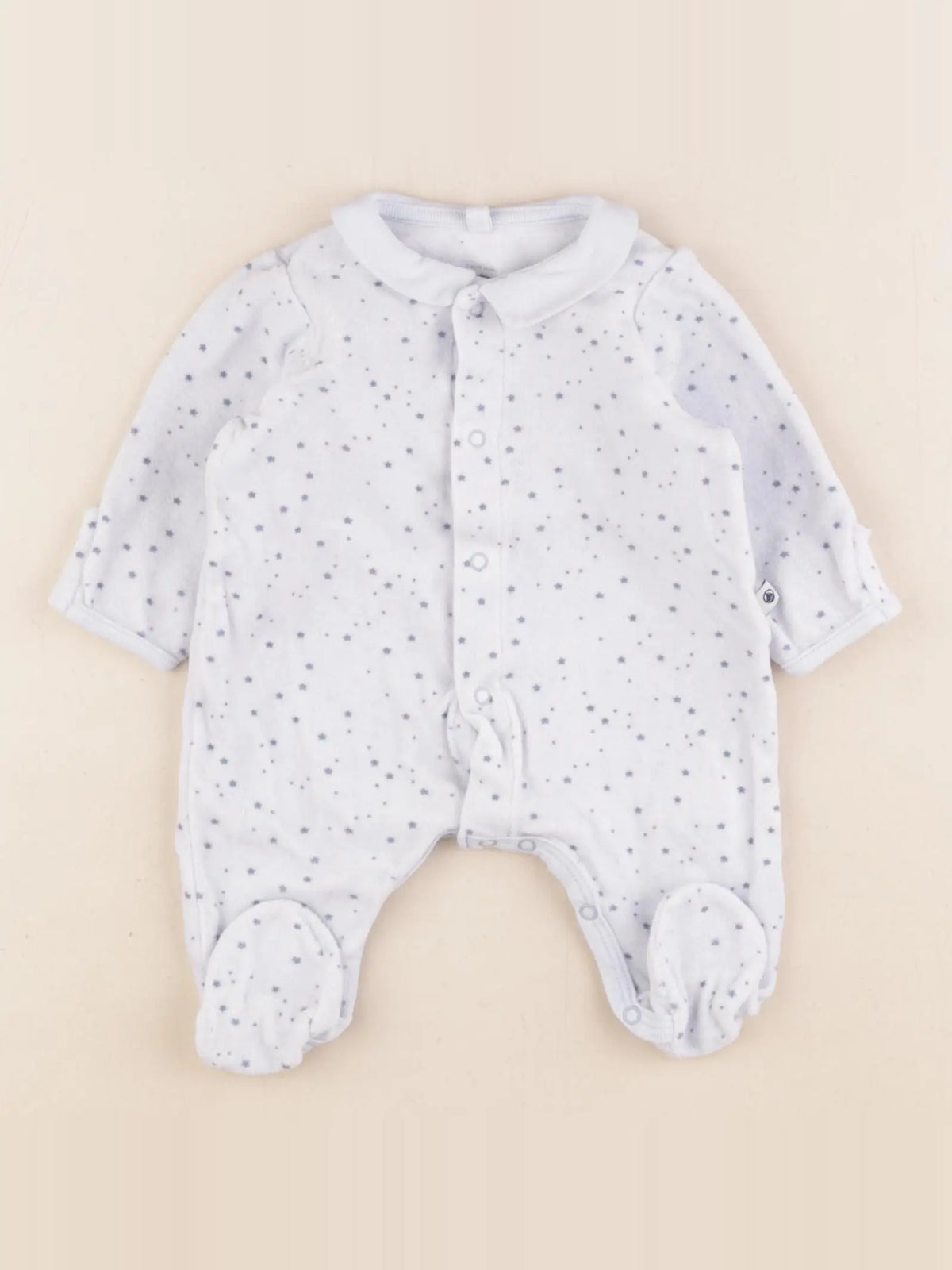 Petit Bateau - pyjama velours bleu - 1 mois