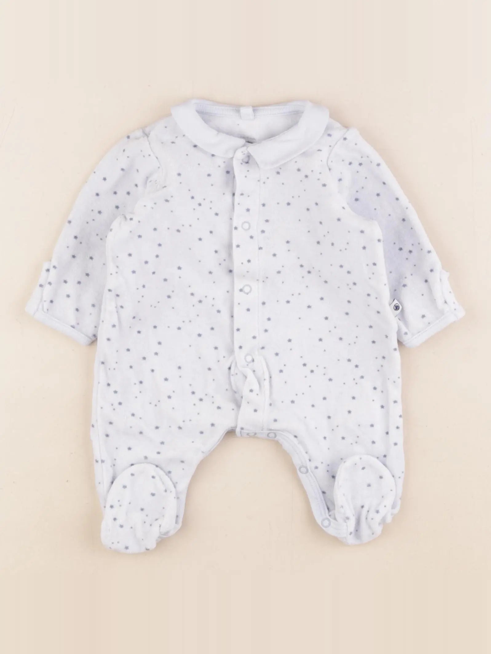Petit Bateau - pyjama velours bleu - 1 mois