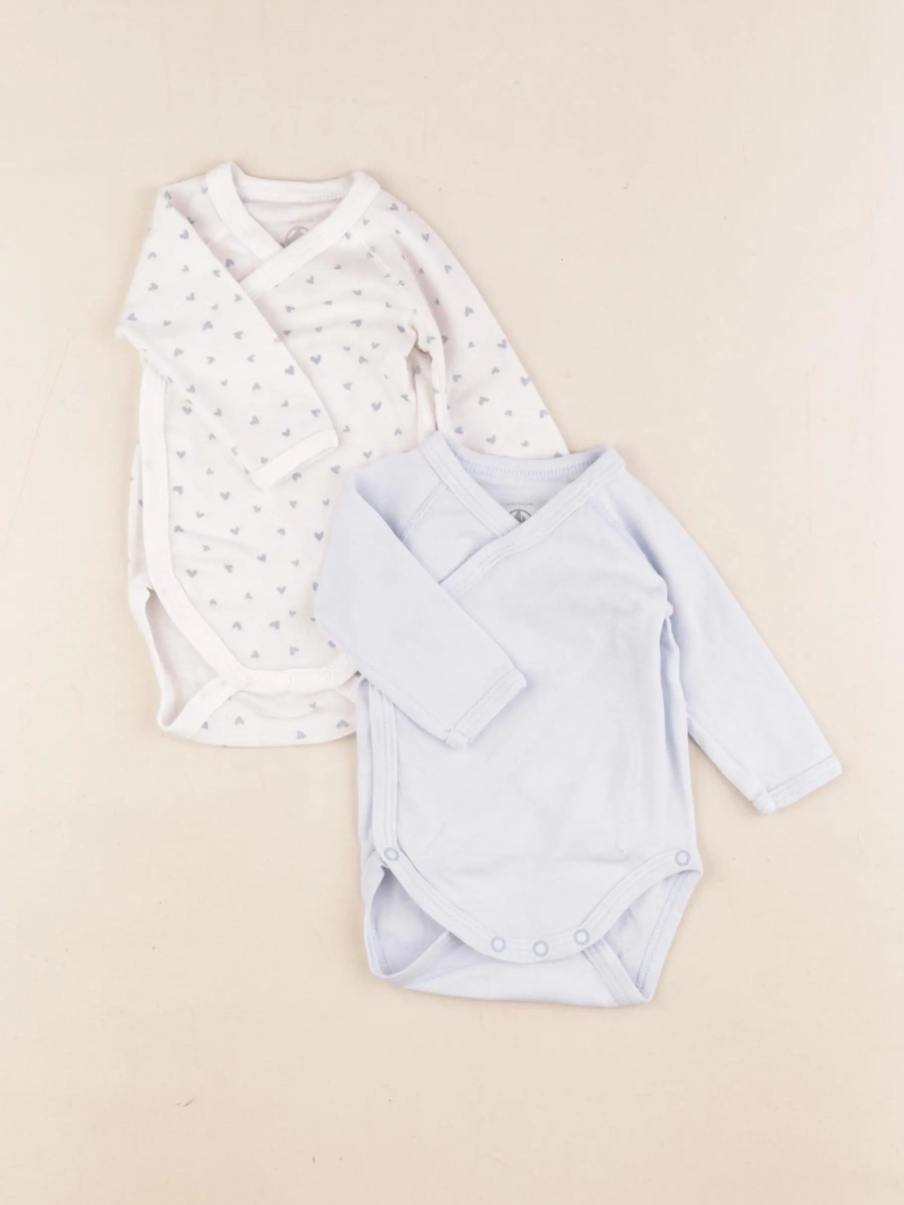 Petit Bateau - lot de 2 bodies en coton bleu, blanc - 1 mois
