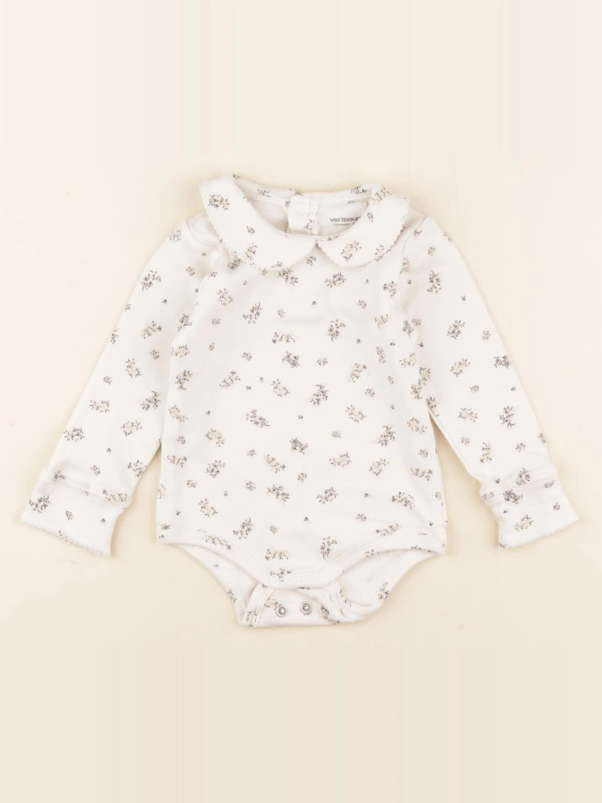 Vertbaudet - body à col beige - 12 mois