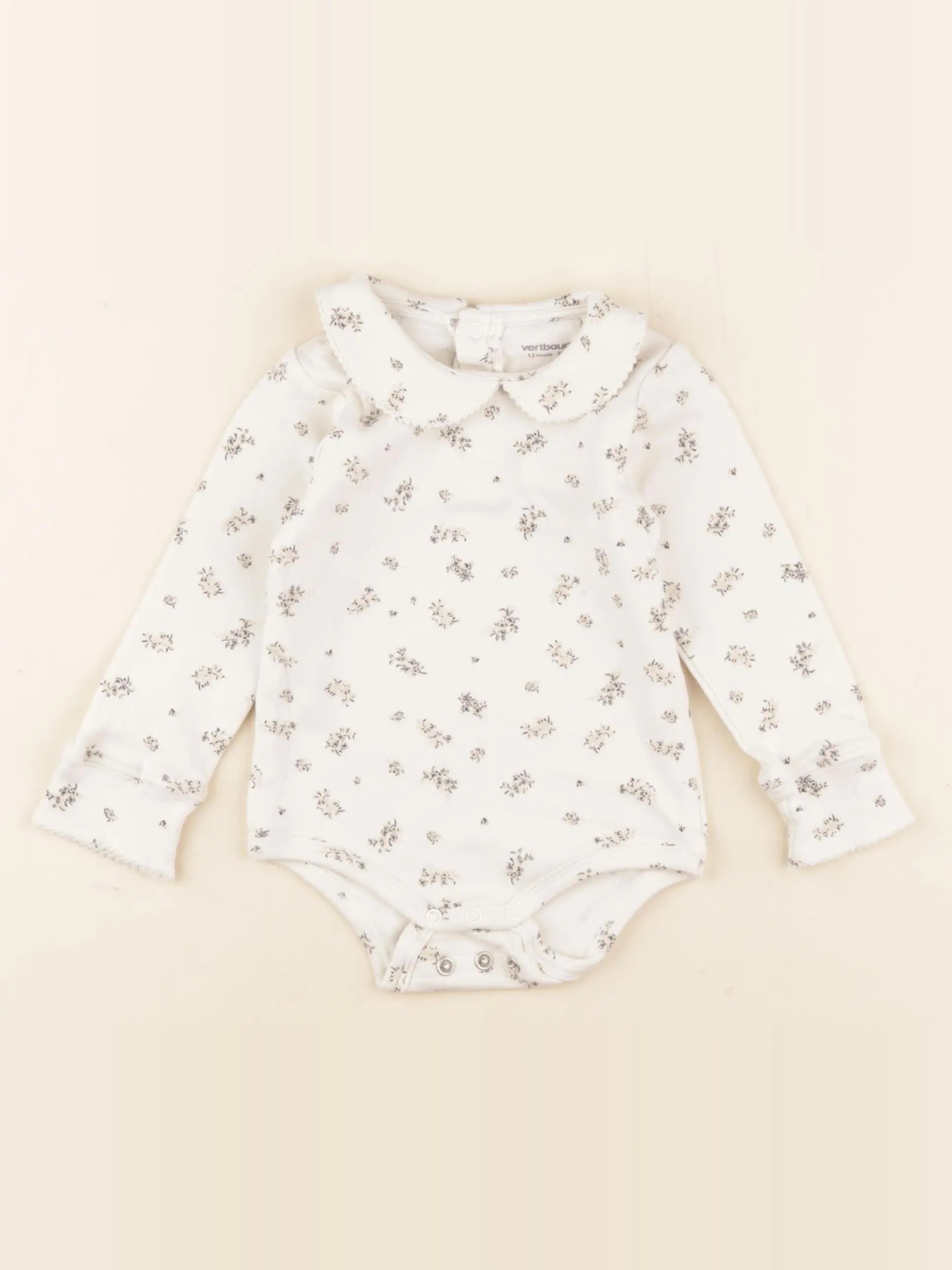 Vertbaudet - body à col beige - 12 mois