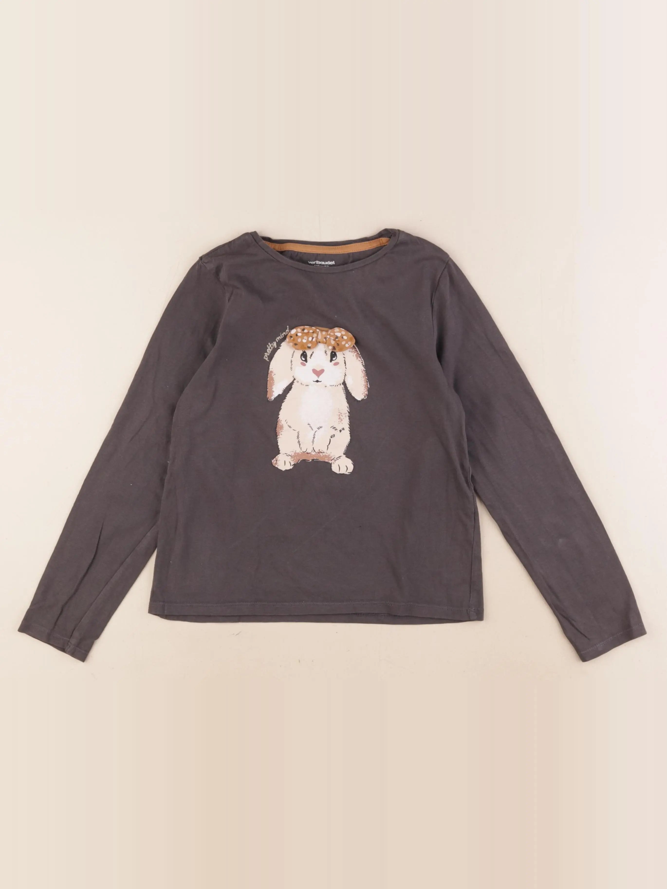 Vertbaudet - tee-shirt or, taupe - 8 ans