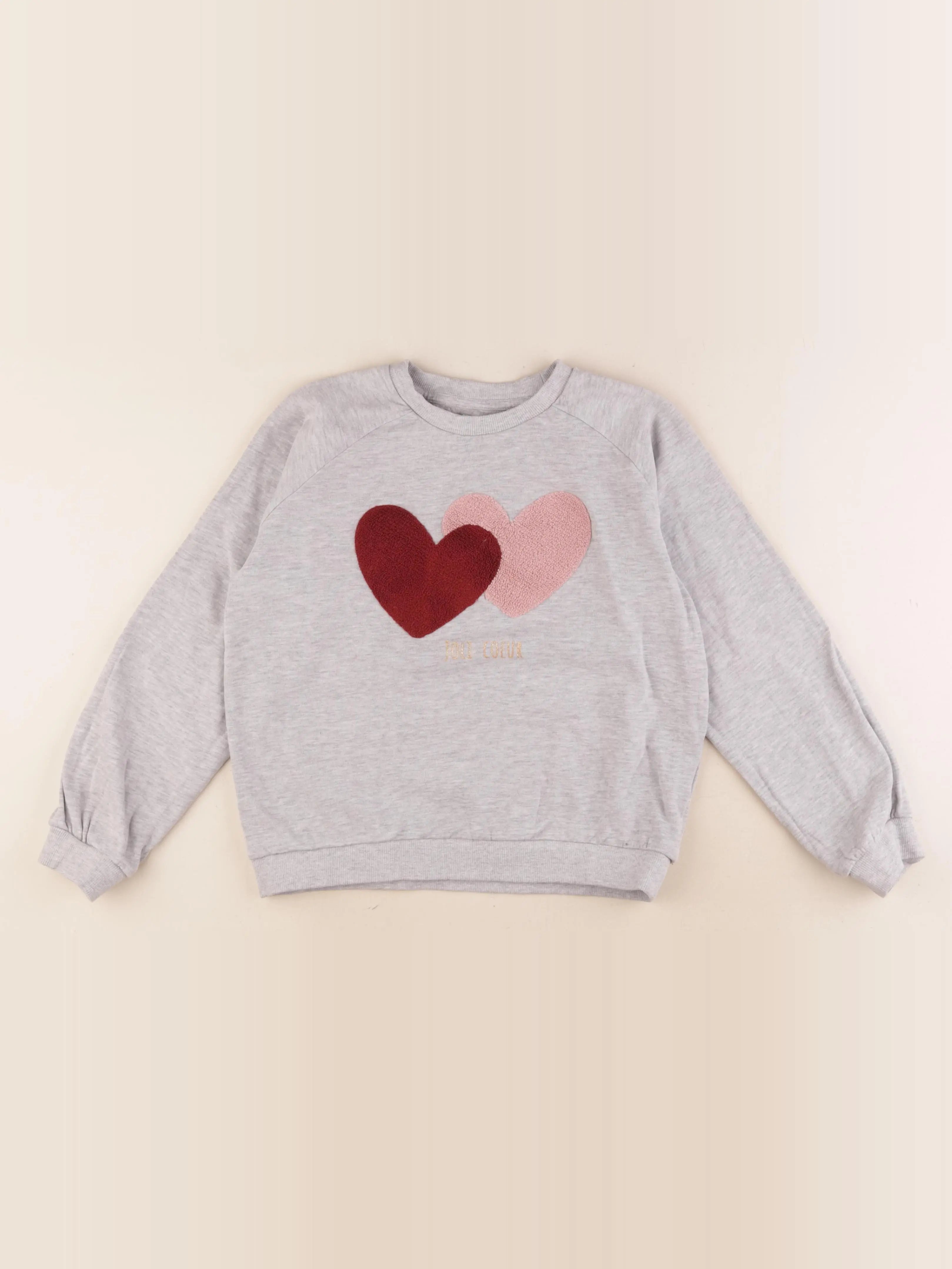 Vertbaudet - sweat gris, or - 10 ans