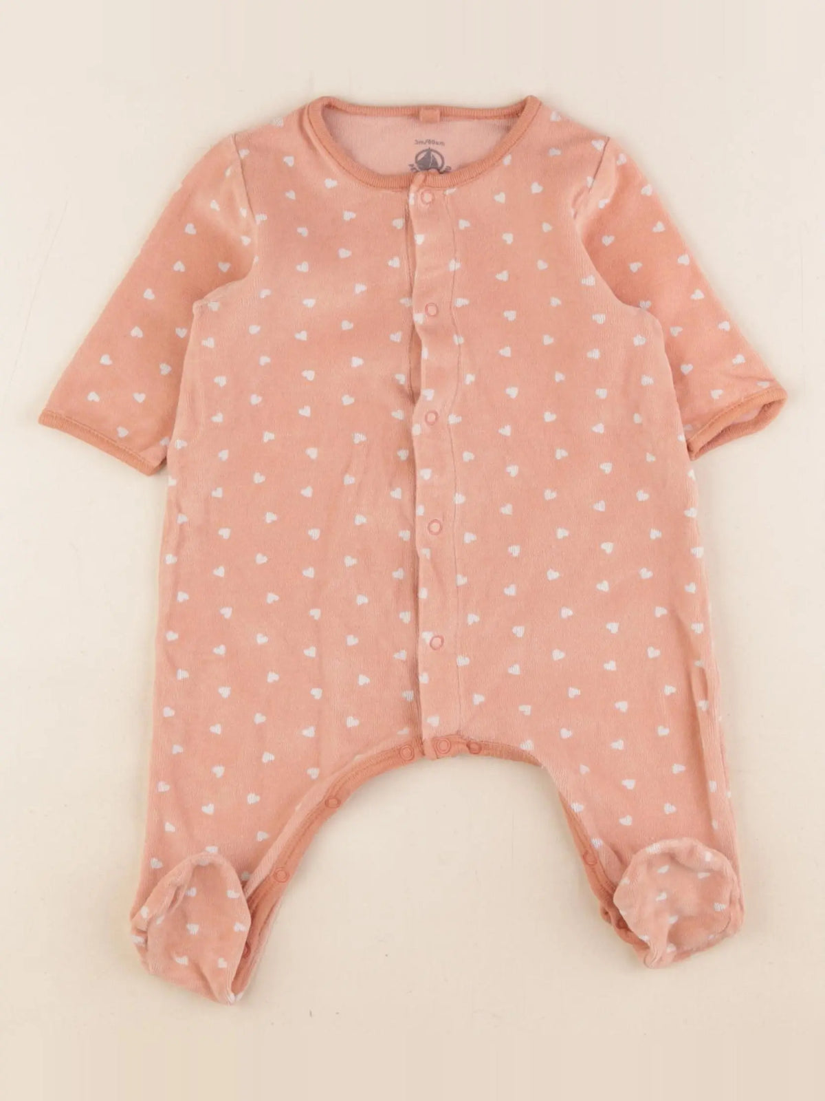 Petit Bateau - pyjama velours rose - 3 mois