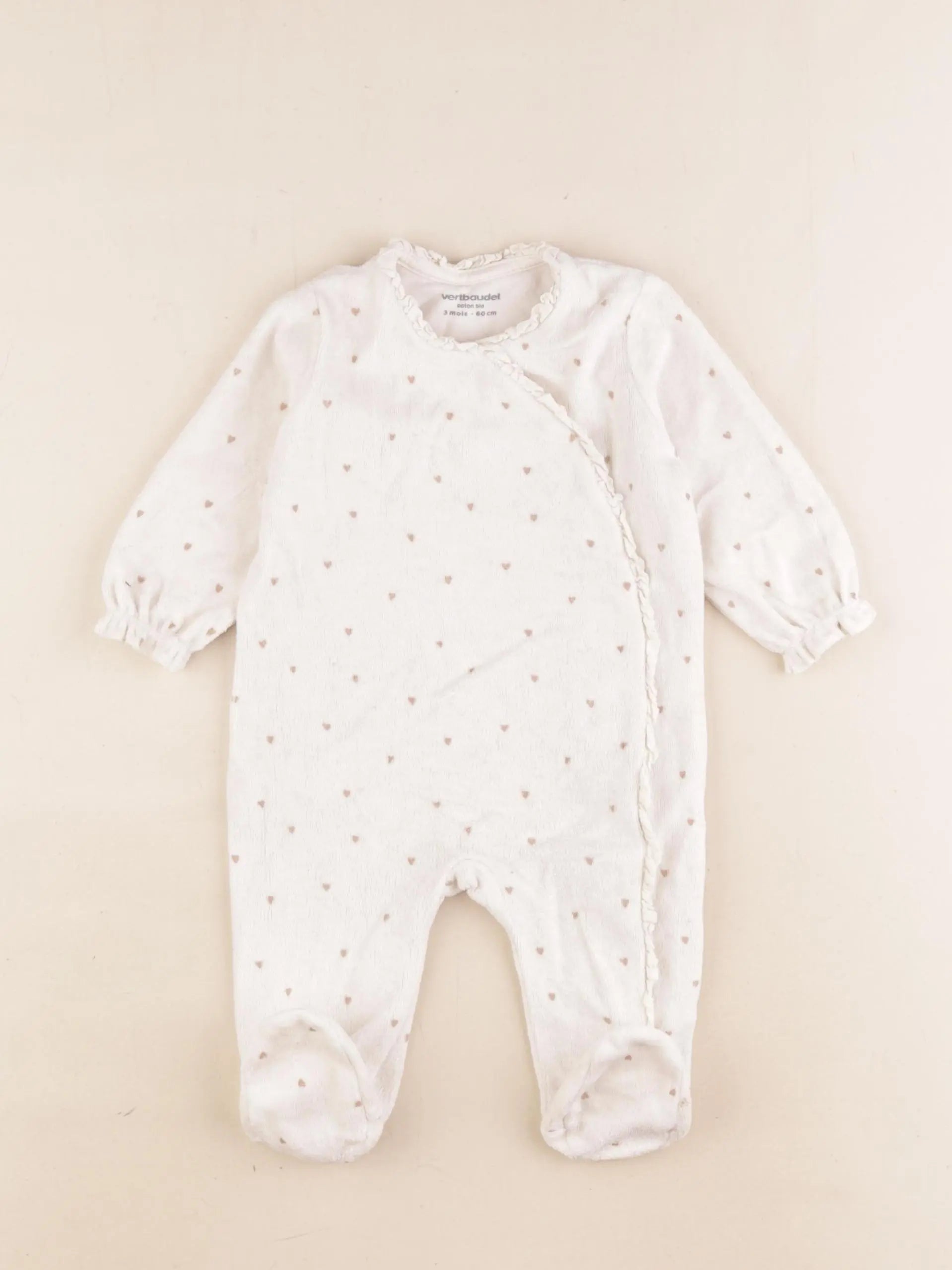 Vertbaudet - pyjama velours beige - 3 mois
