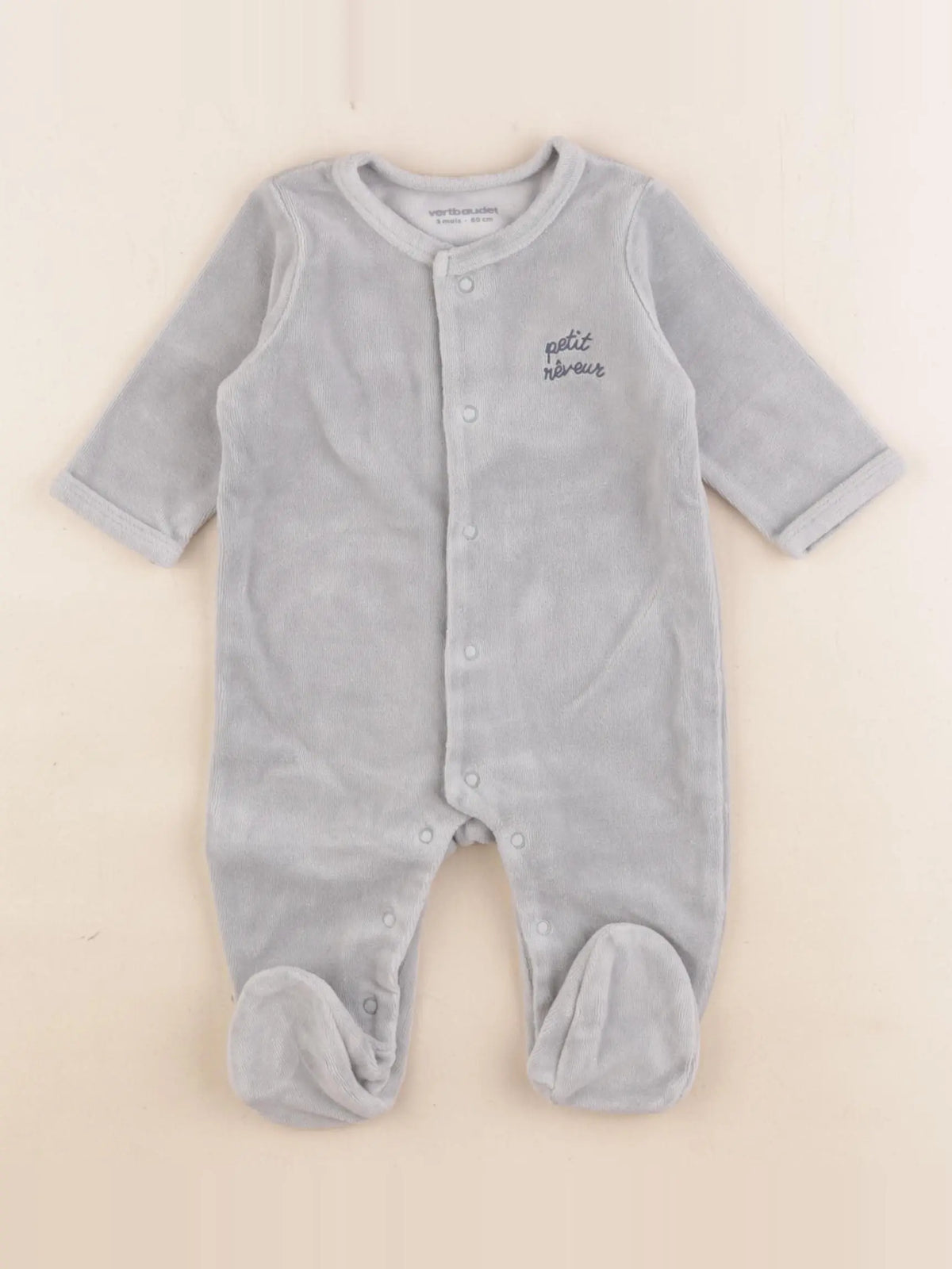 Vertbaudet - pyjama velours vert - 3 mois