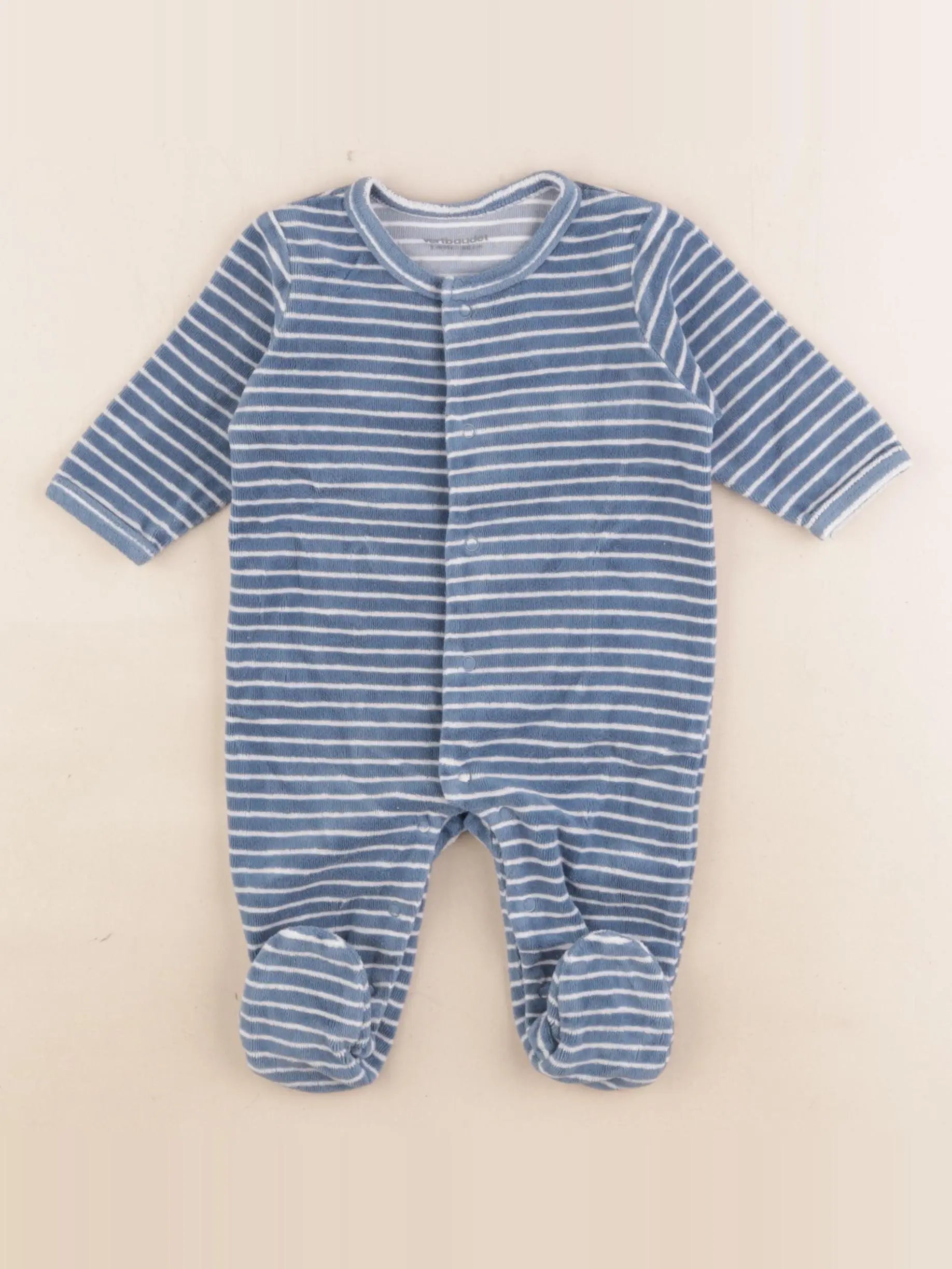 Vertbaudet - pyjama velours bleu - 3 mois
