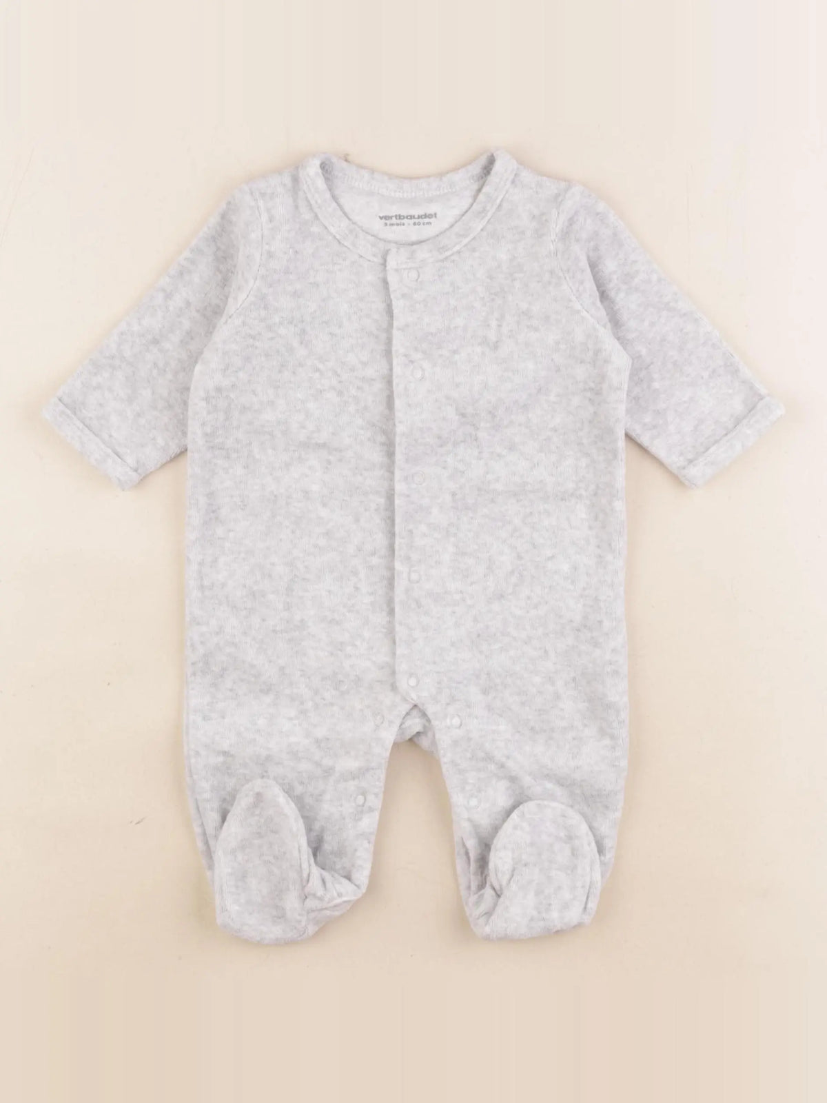Vertbaudet - pyjama velours gris - 3 mois