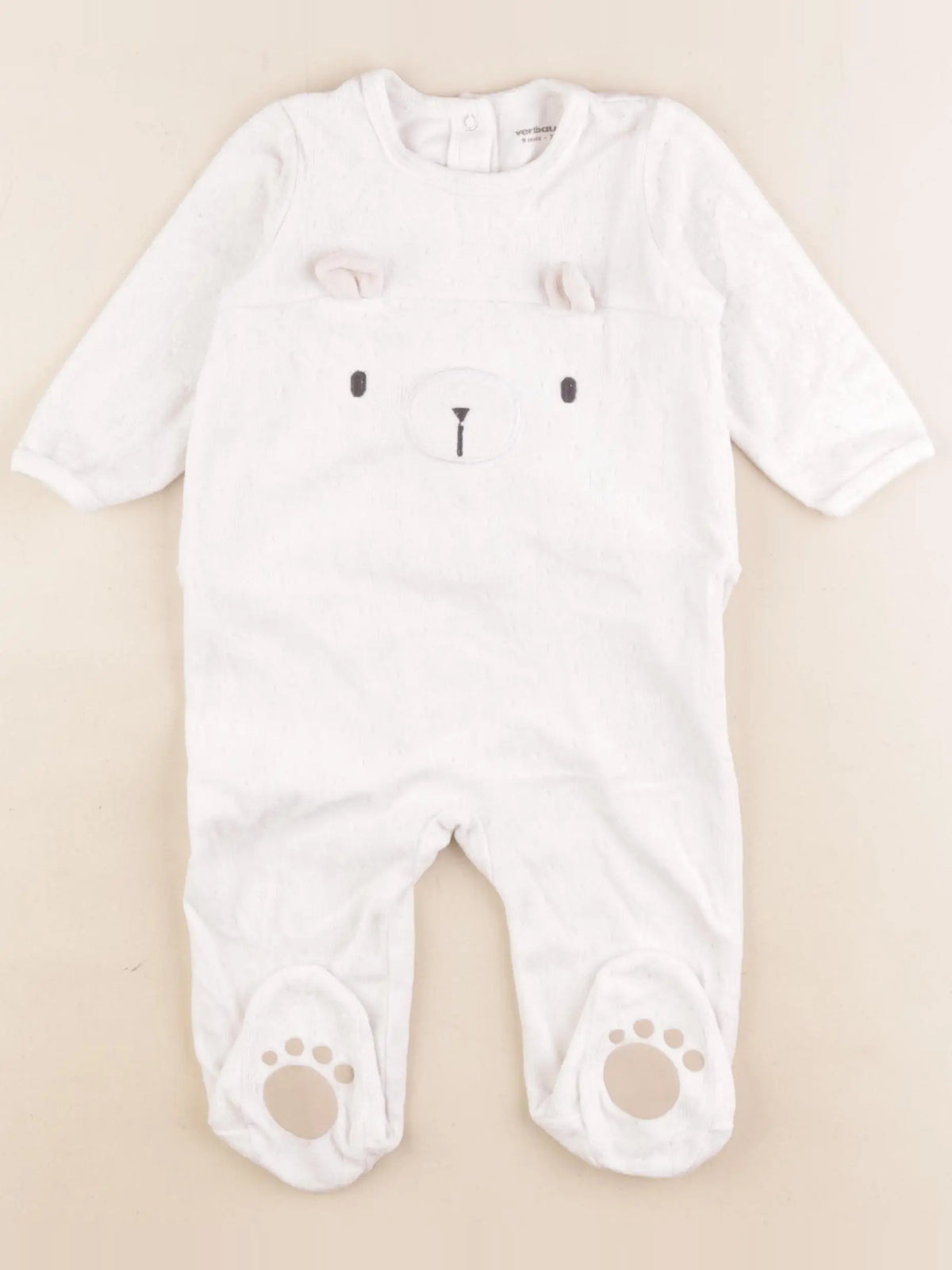 Vertbaudet - pyjama velours blanc - 2 ans