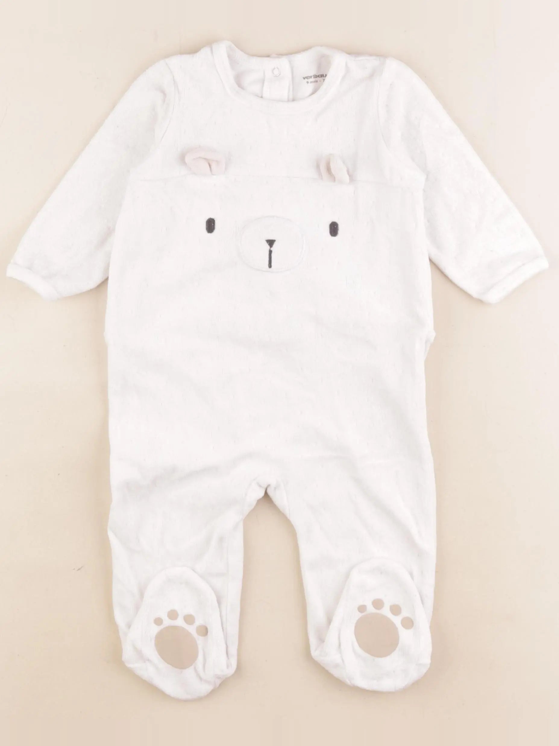 Vertbaudet - pyjama velours blanc - 2 ans