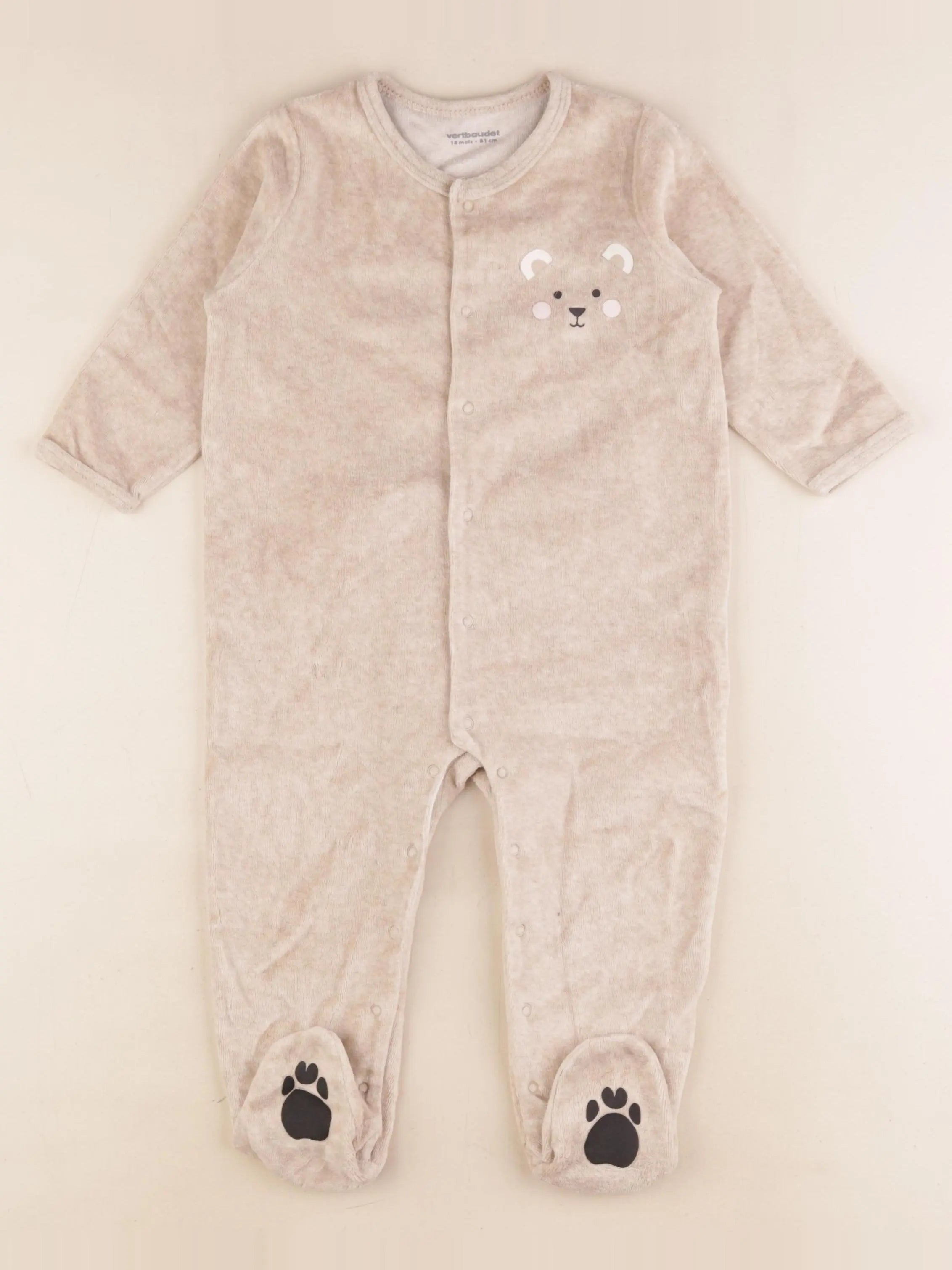 Vertbaudet - pyjama velours beige - 18 mois