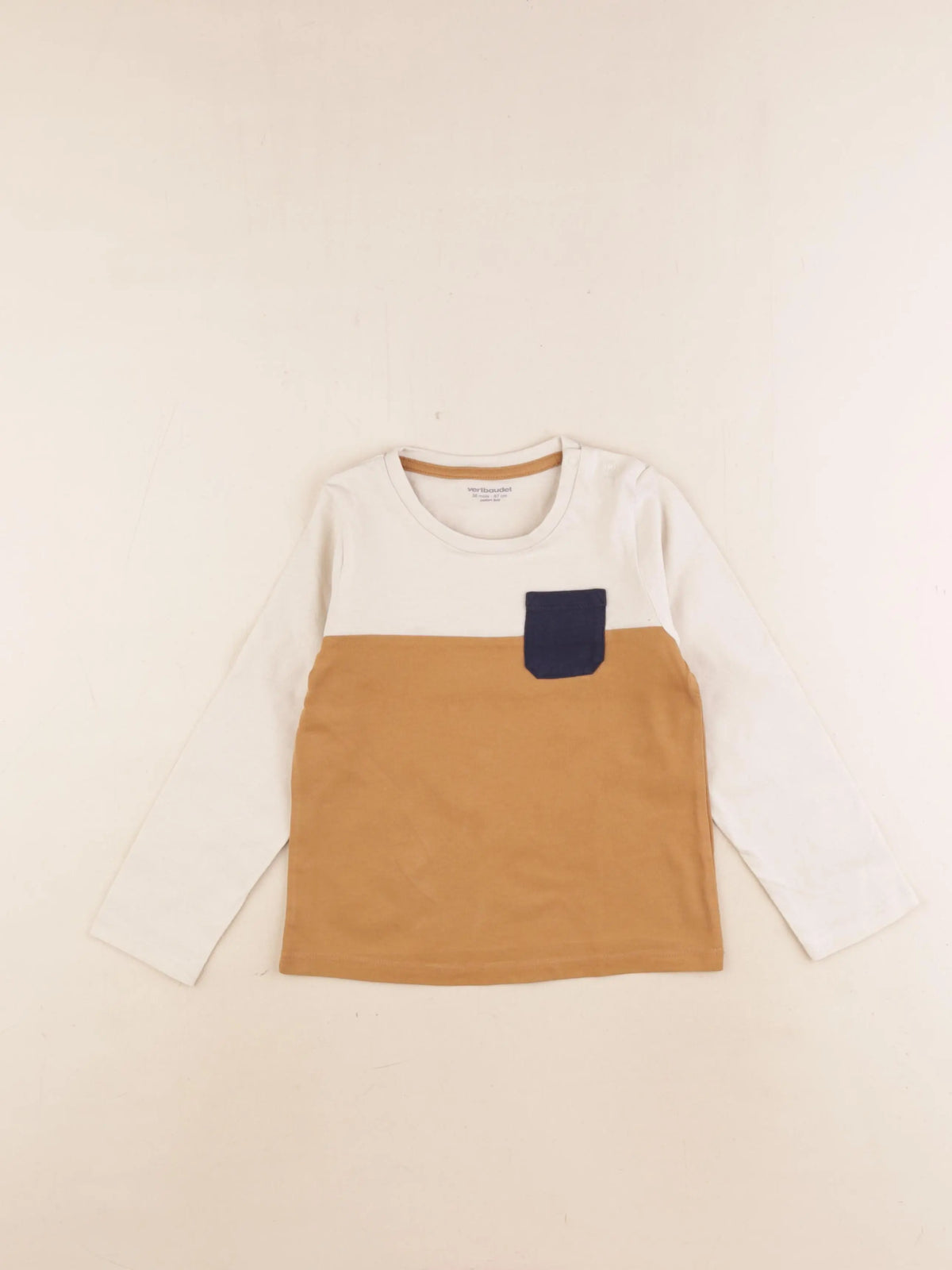 Vertbaudet - tee-shirt beige, marron - 36 mois
