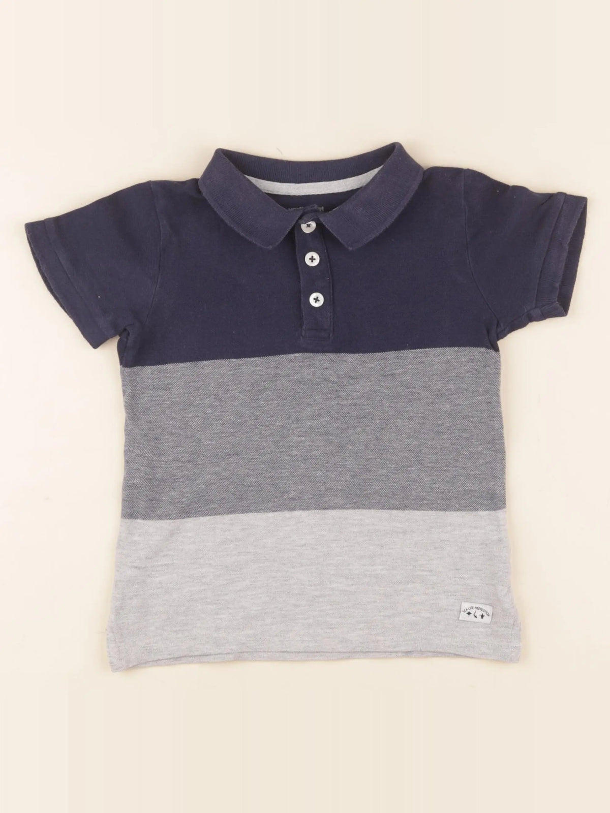 Vertbaudet - polo gris, bleu - 5 ans