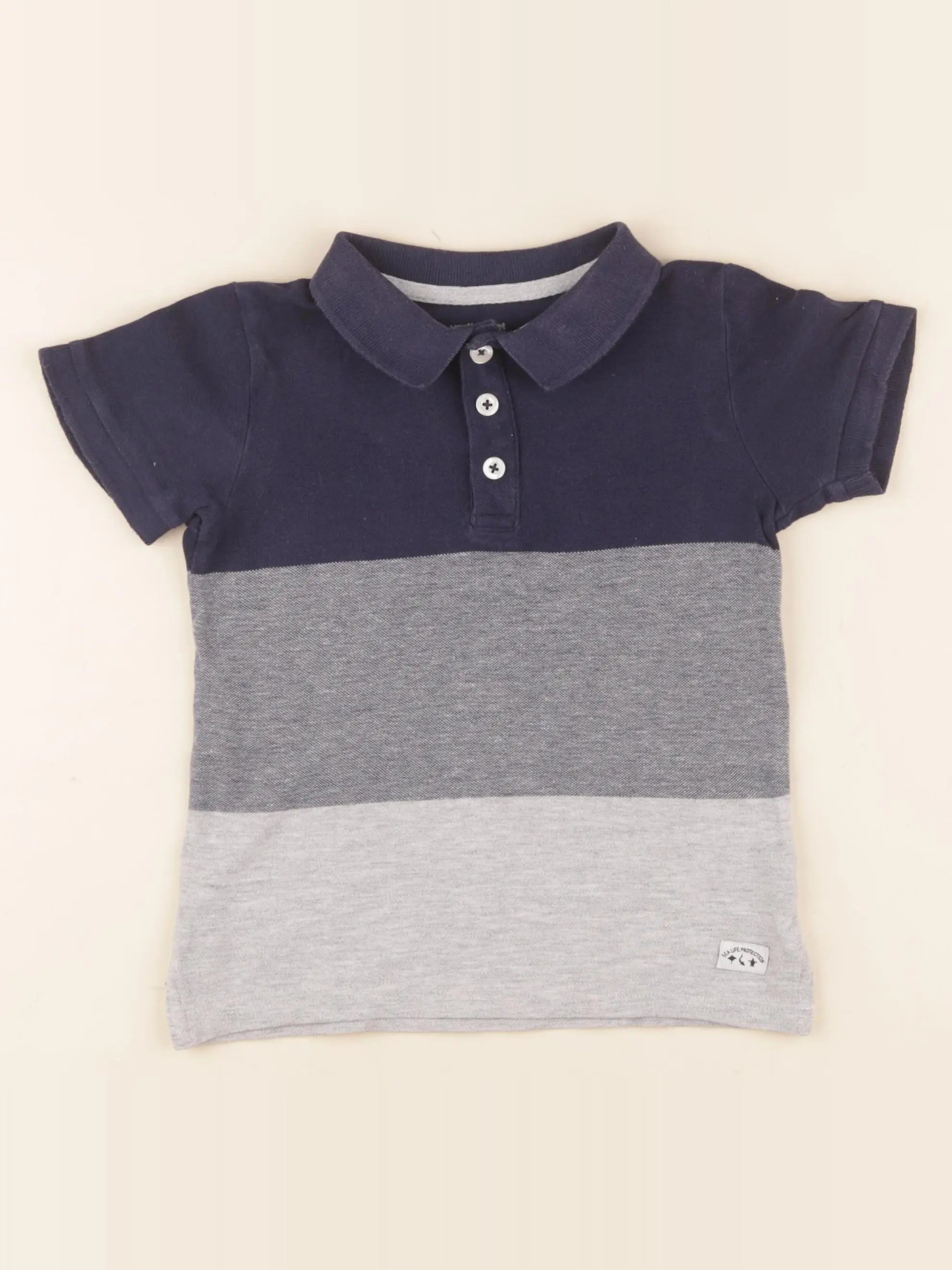 Vertbaudet - polo gris, bleu - 5 ans