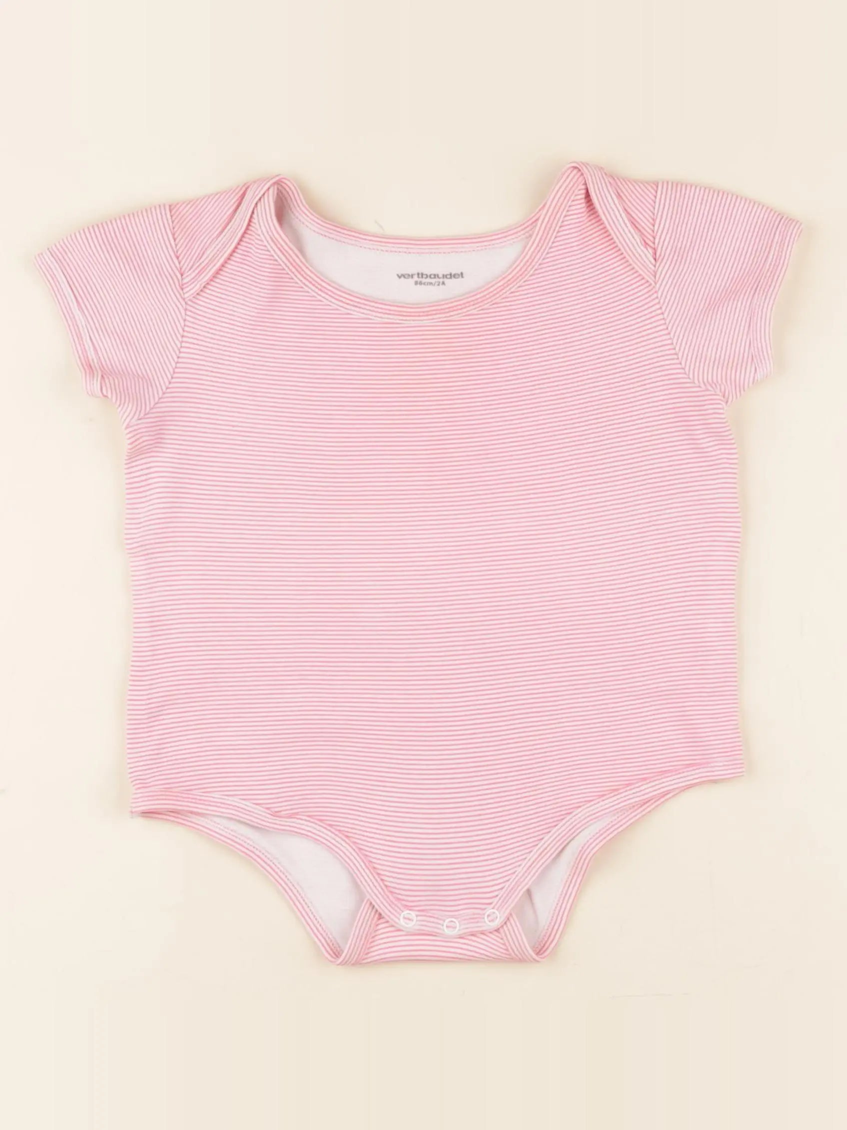 Vertbaudet - body blanc, rose - 2 ans