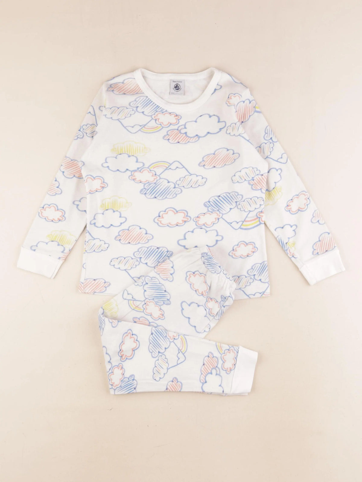 Petit Bateau - pyjama coton rose, blanc - 5 ans
