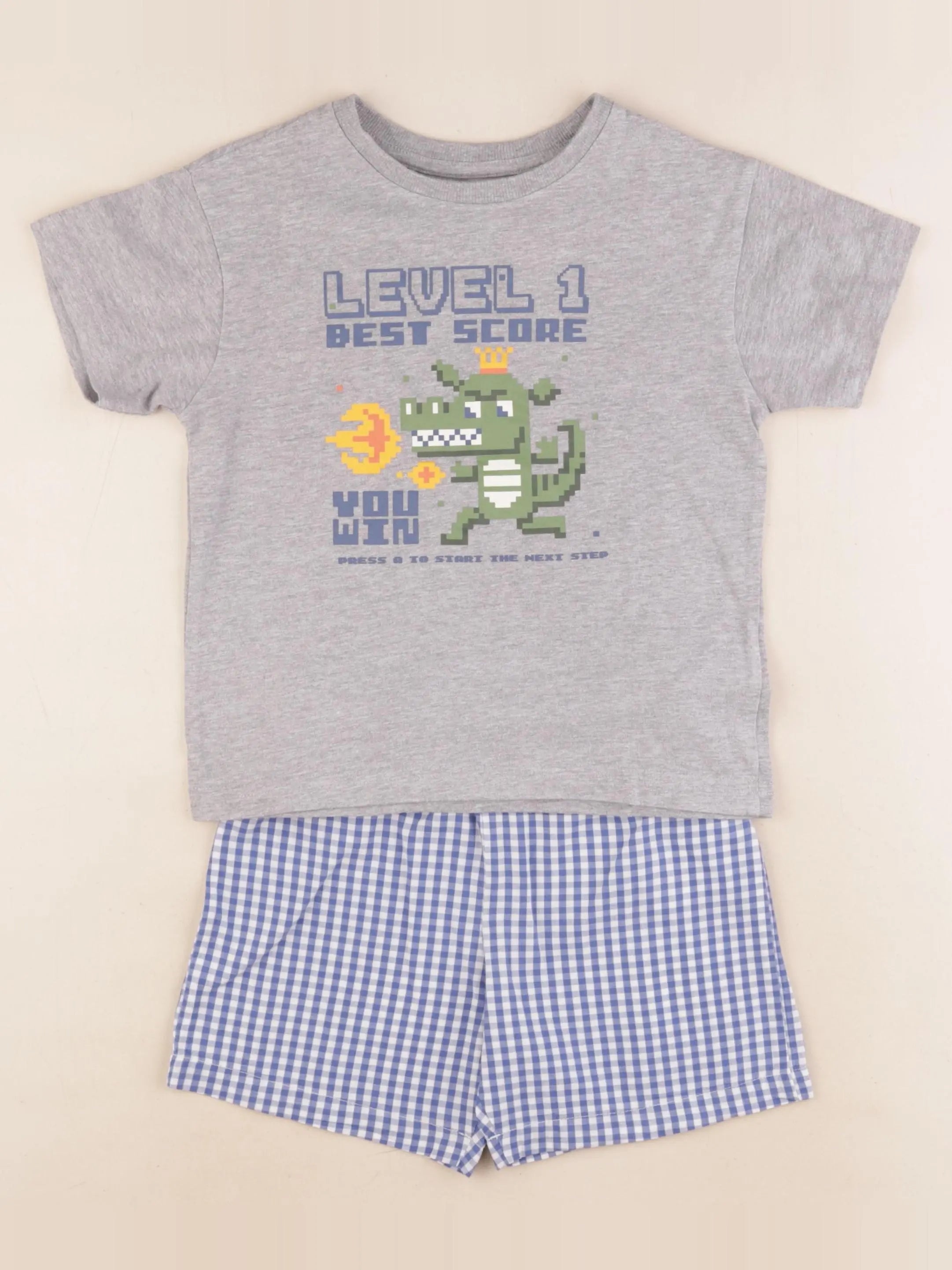 Vertbaudet - pyjama coton bleu, gris - 5 ans