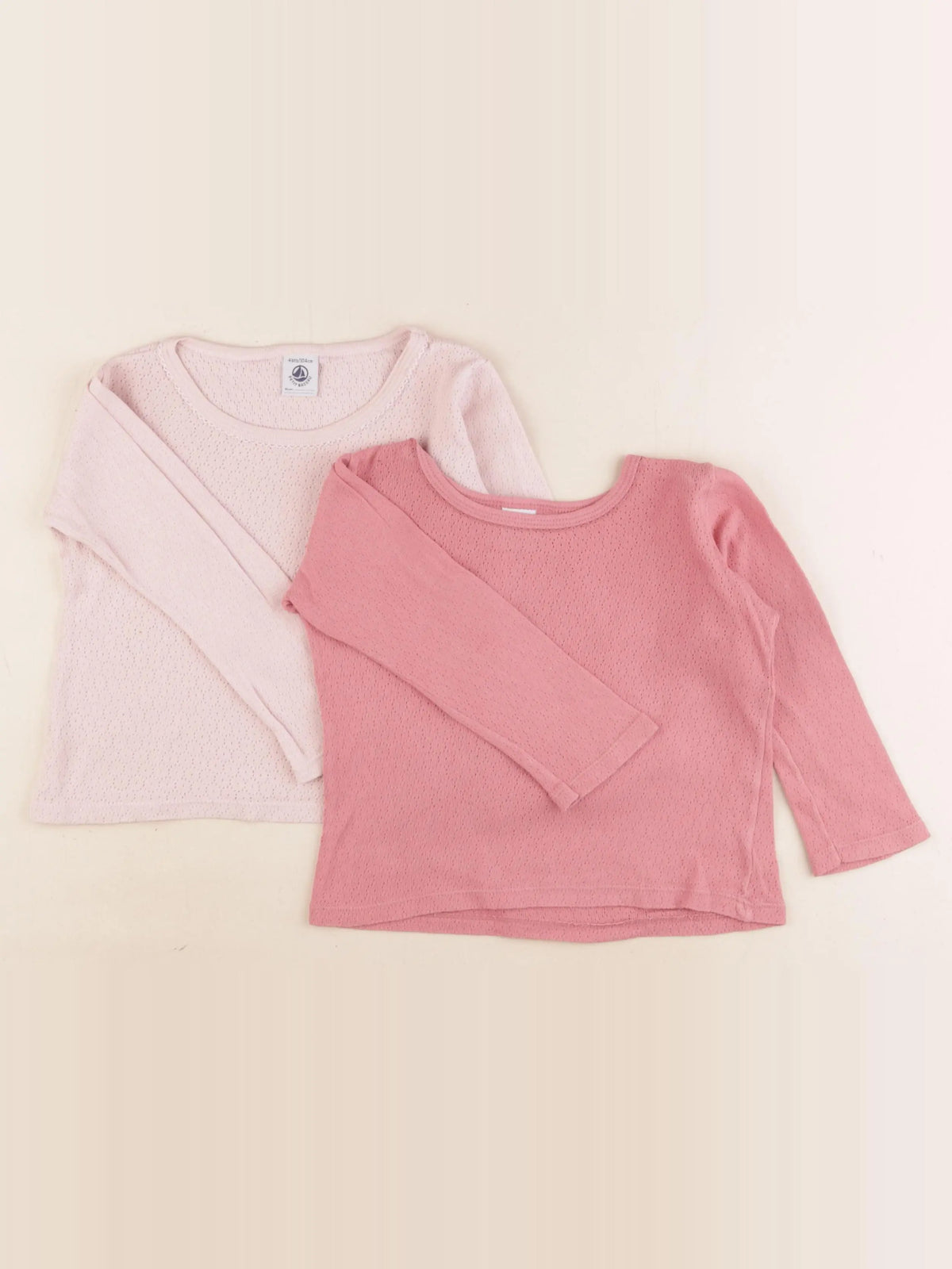 Petit Bateau - lot de 2 maillots de corps blanc, rose - 4 ans