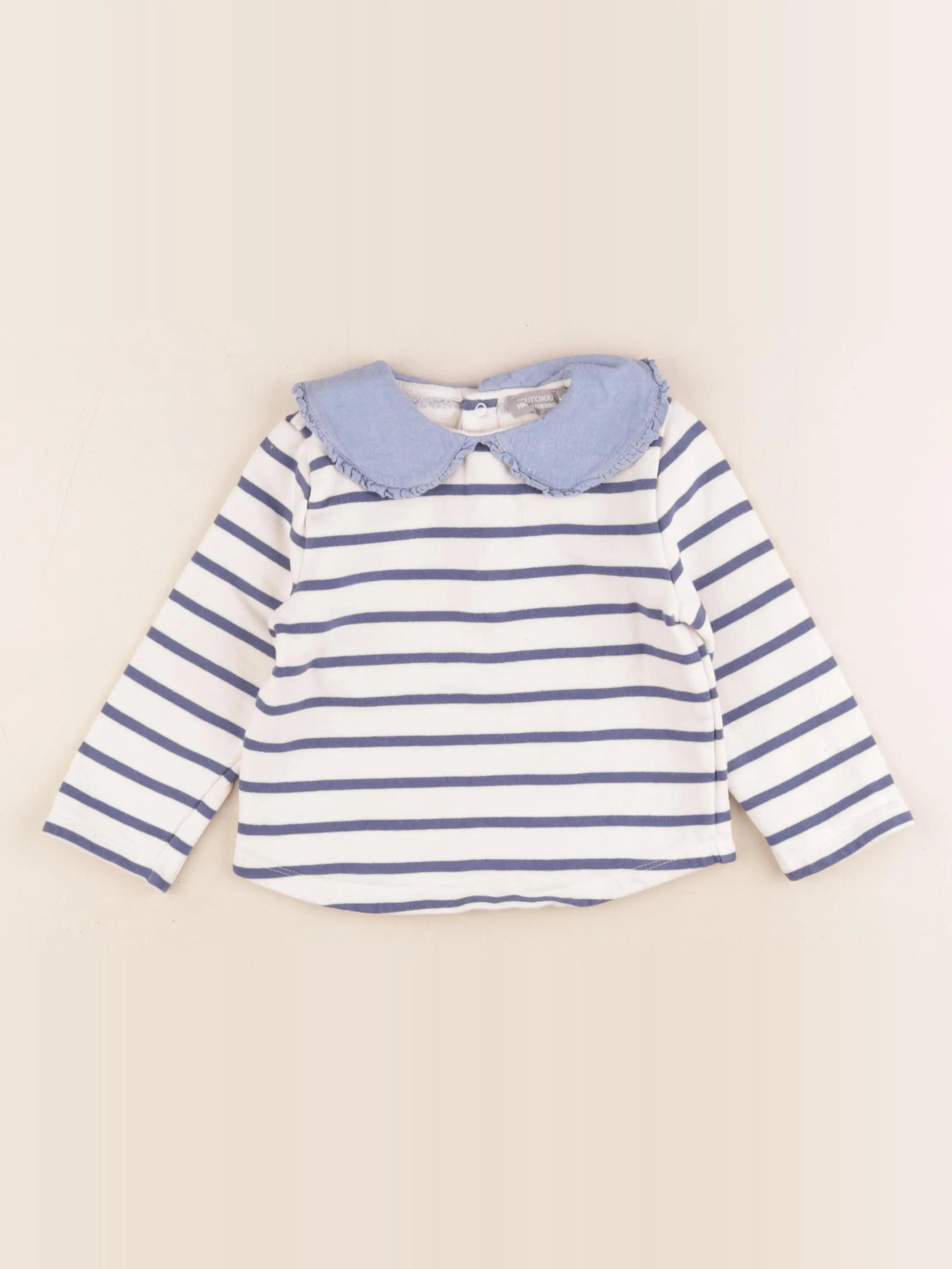 Boutchou - sweat bleu, blanc - 18 mois